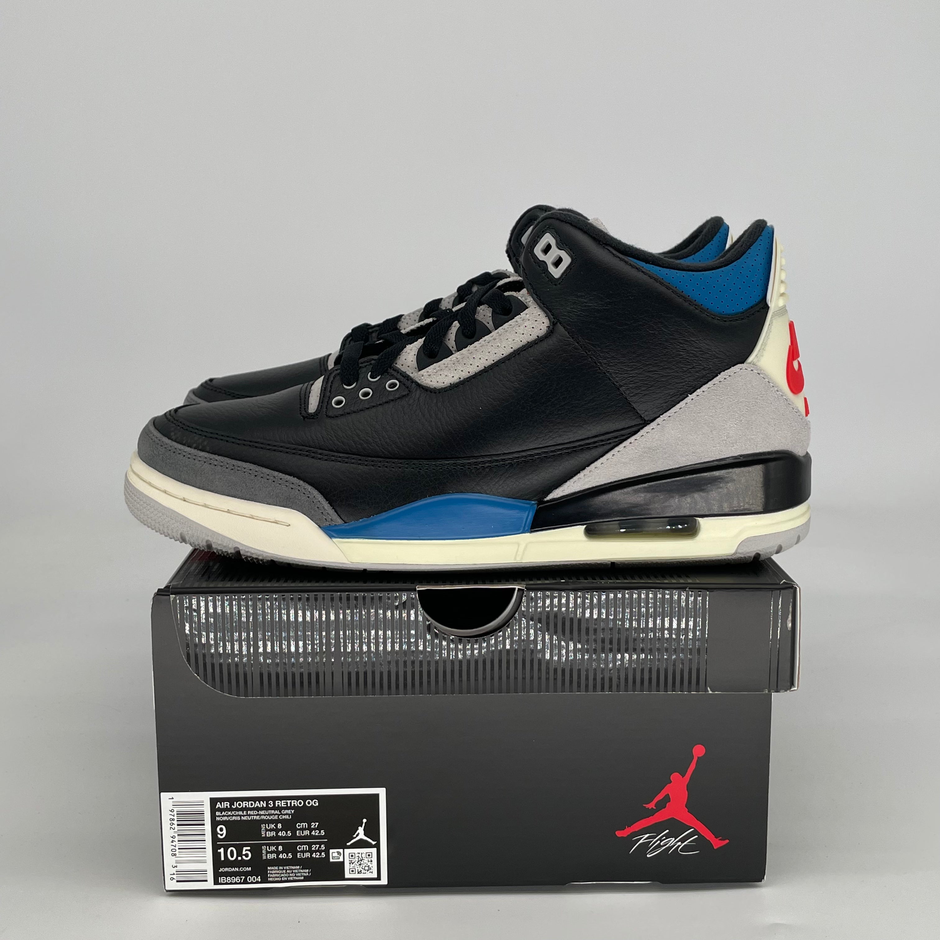 AIR JORDAN 3 RARE AIR IB8967-004 SIZE 9/10.5W
