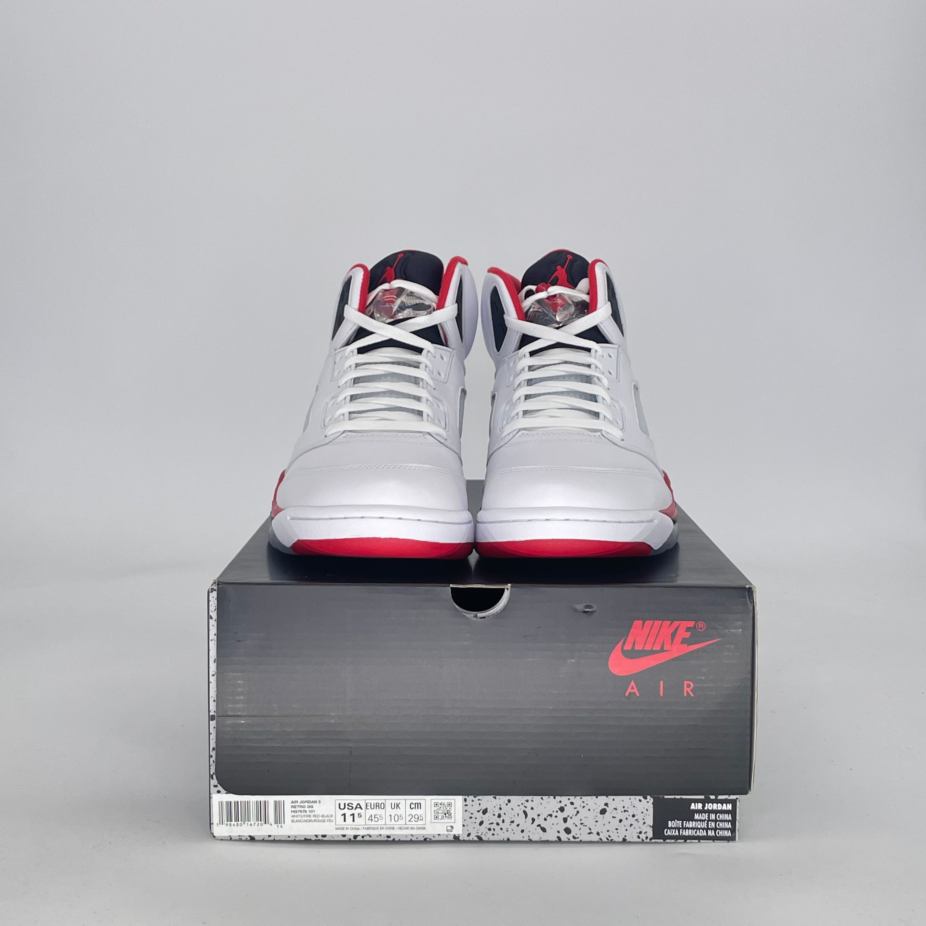 AIR JORDAN 5 FIRE RED BLACK TONGUE HQ7978-101 SIZE 11.5/13W