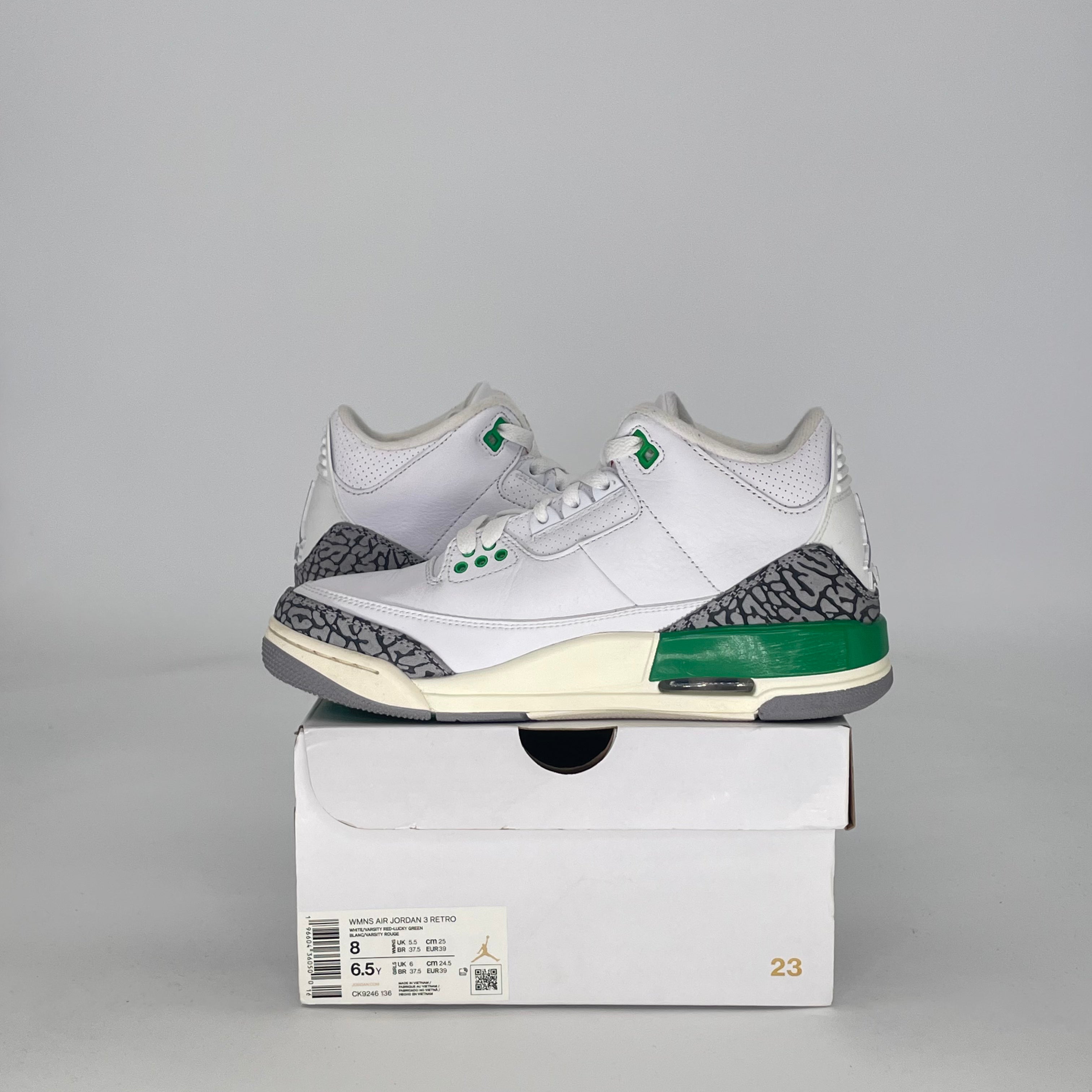 AIR JORDAN 3 LUCKY GREEN CK9246-136 SIZE 6.5/8W GS