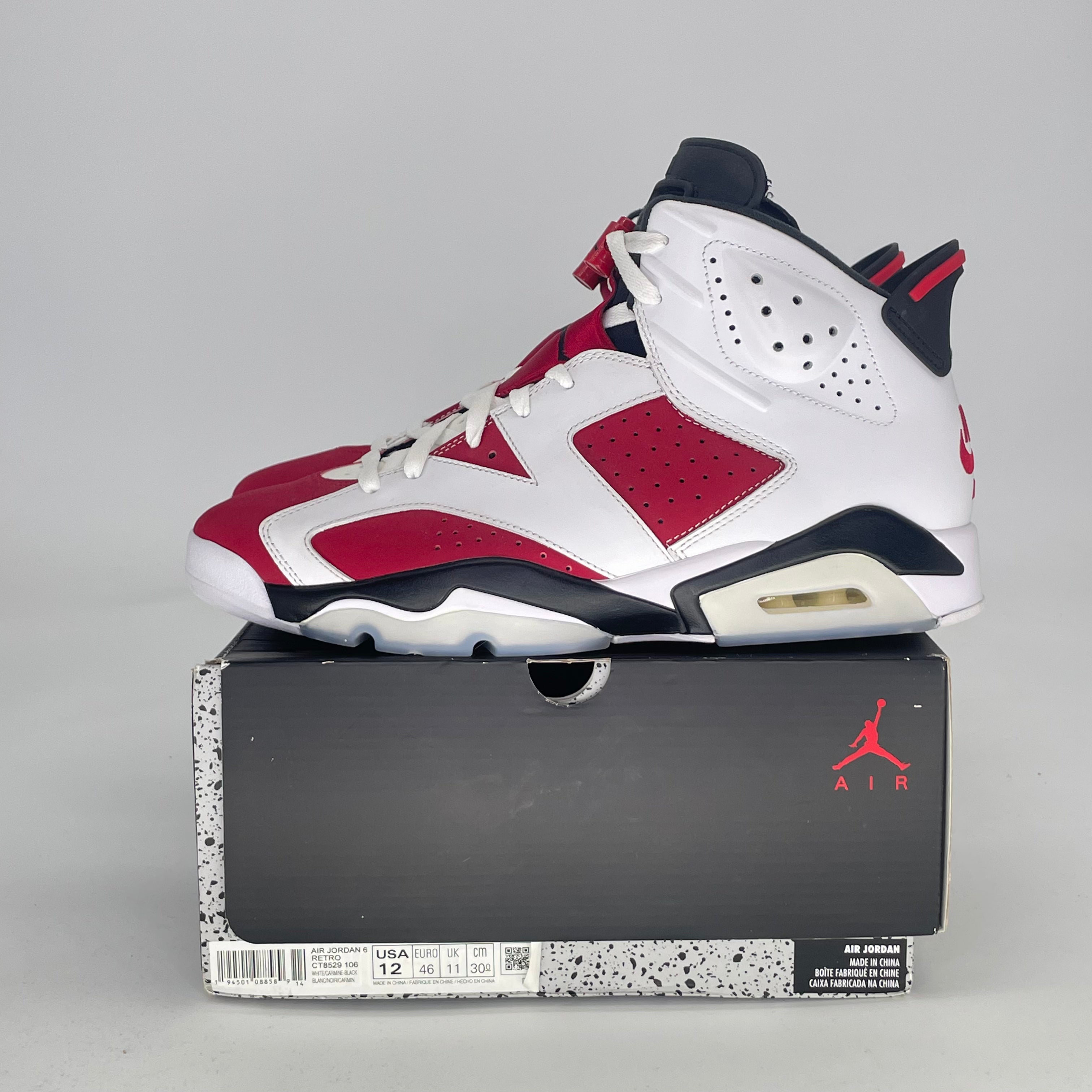 AIR JORDAN 6 CARMINE (2021) CT8529-106 SIZE 12/13.5W
