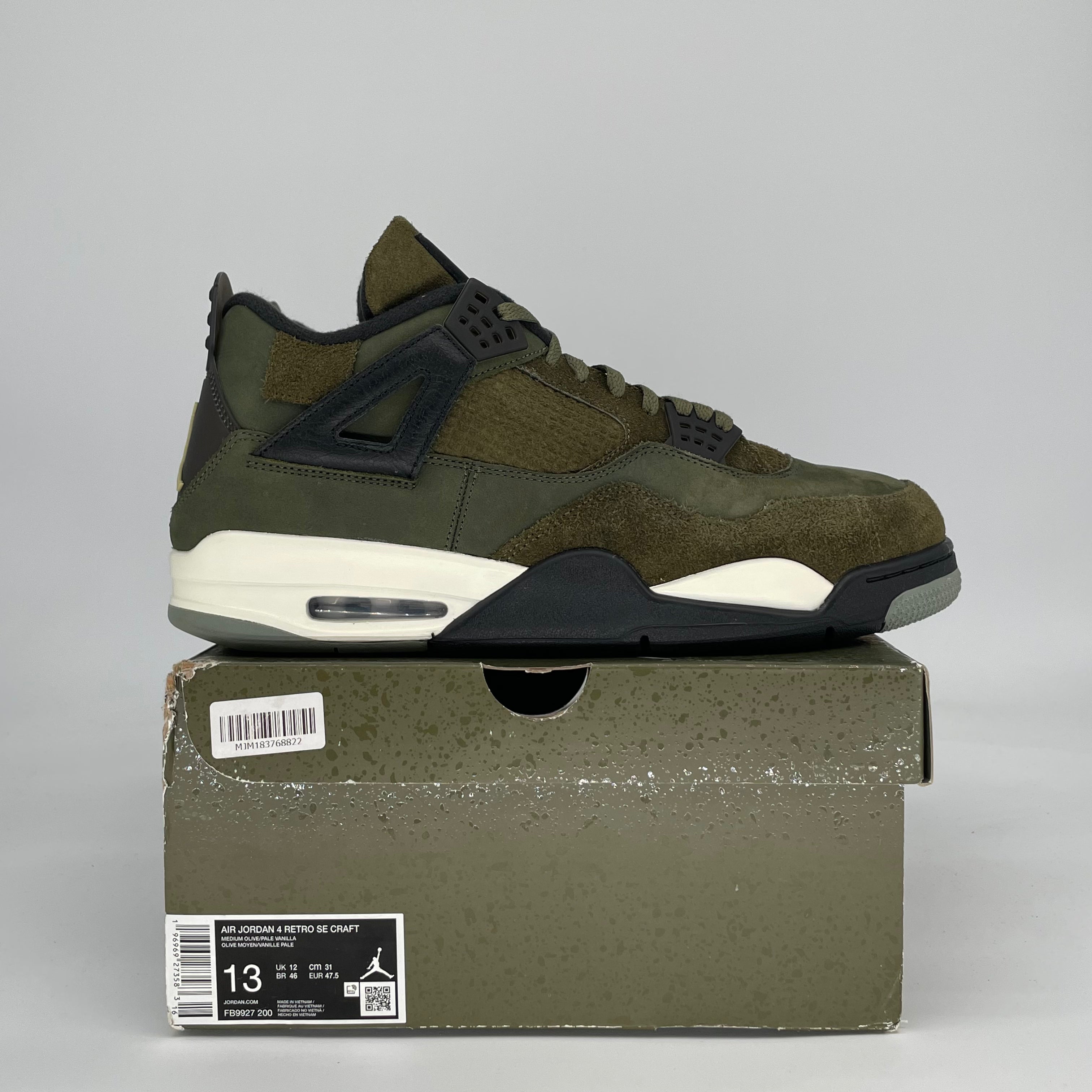 AIR JORDAN 4 CRAFT MEDIUM OLIVE FB9927-200 SIZE 13/14.5W