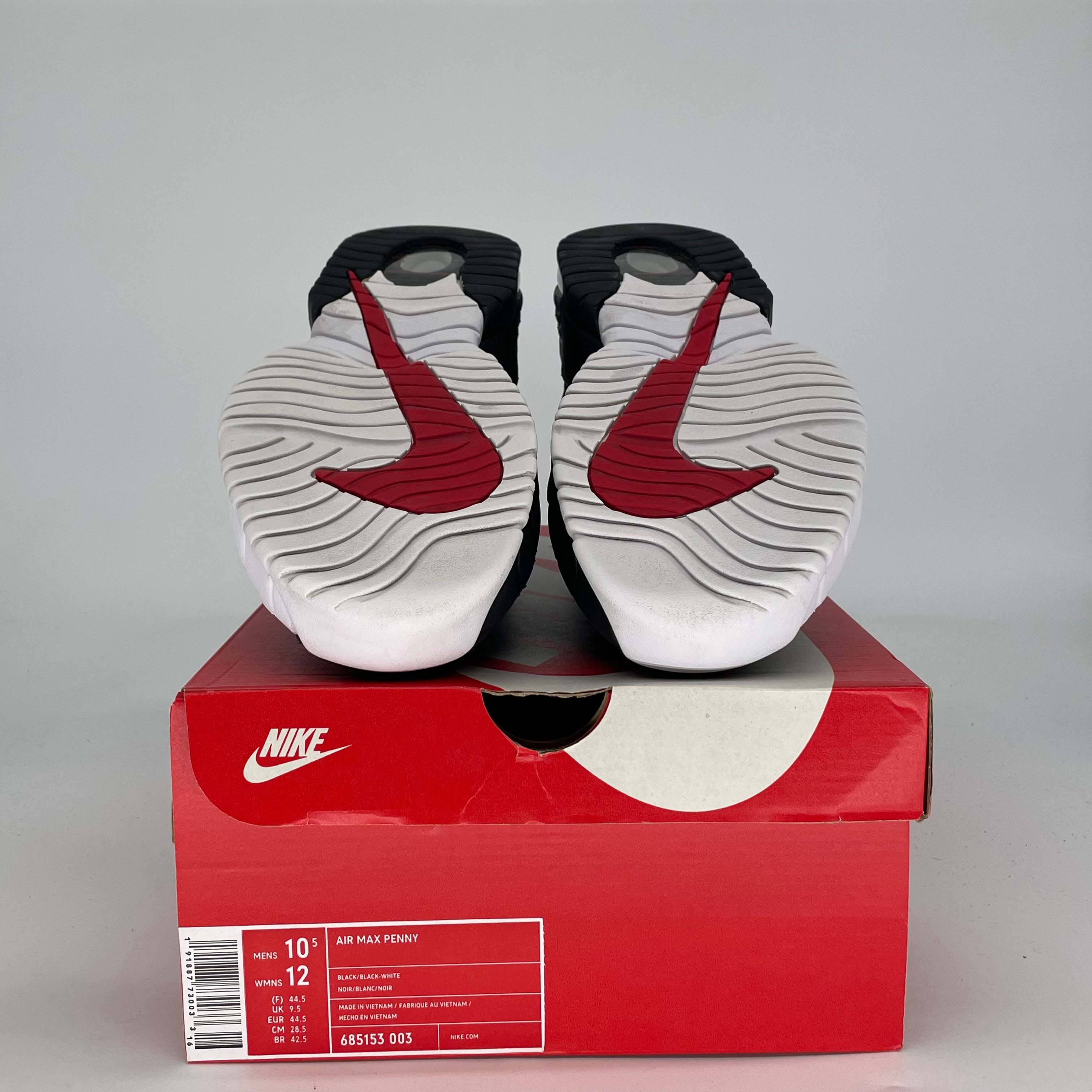 NIKE AIR MAX PENNY BLACK WHITE RED 685153-003 SIZE 10.5/12W