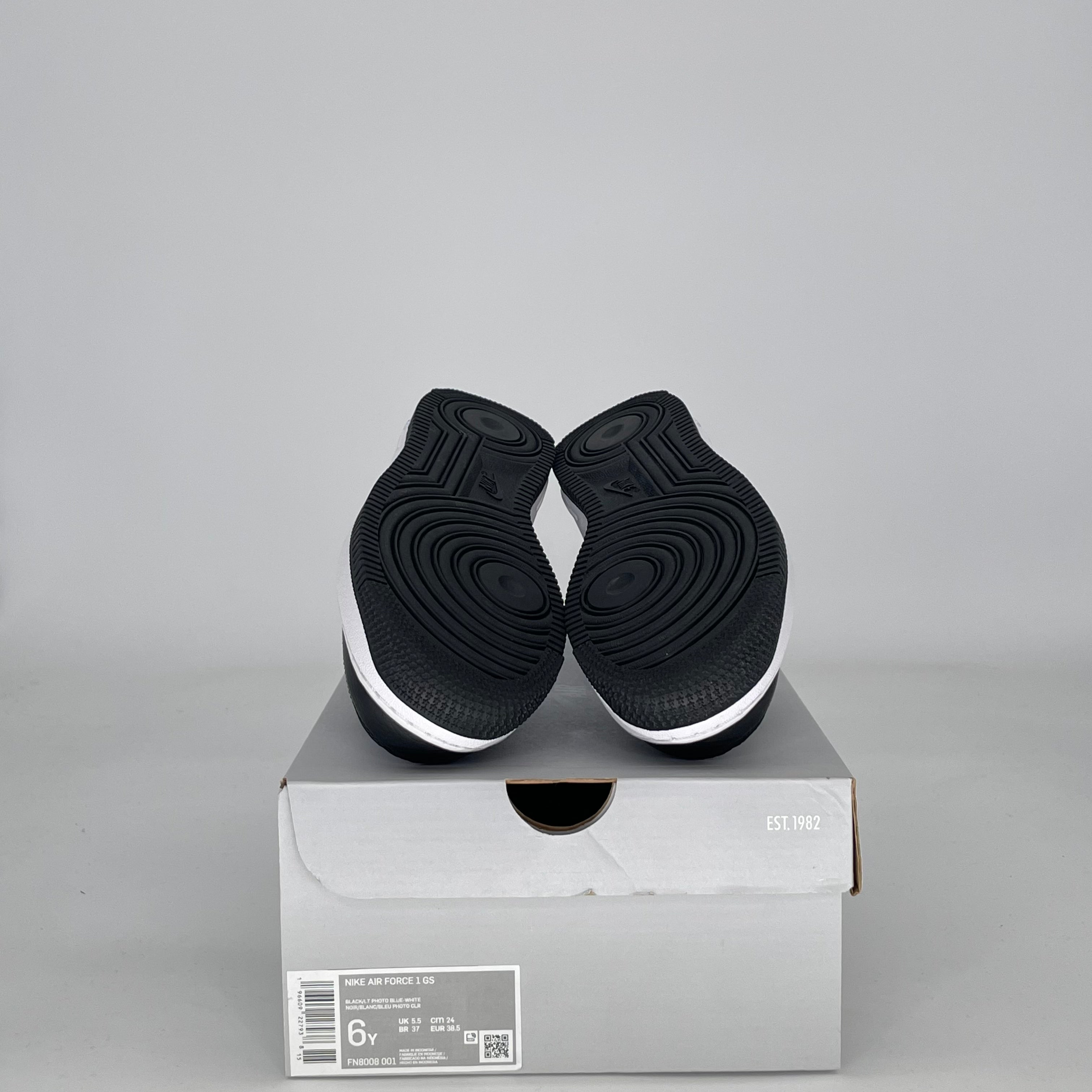 NIKE AIR FORCE 1 LOW WHITE BLACK LIGHT PHOTO BLUE FN8008-001 SIZE 6/7.5W GS