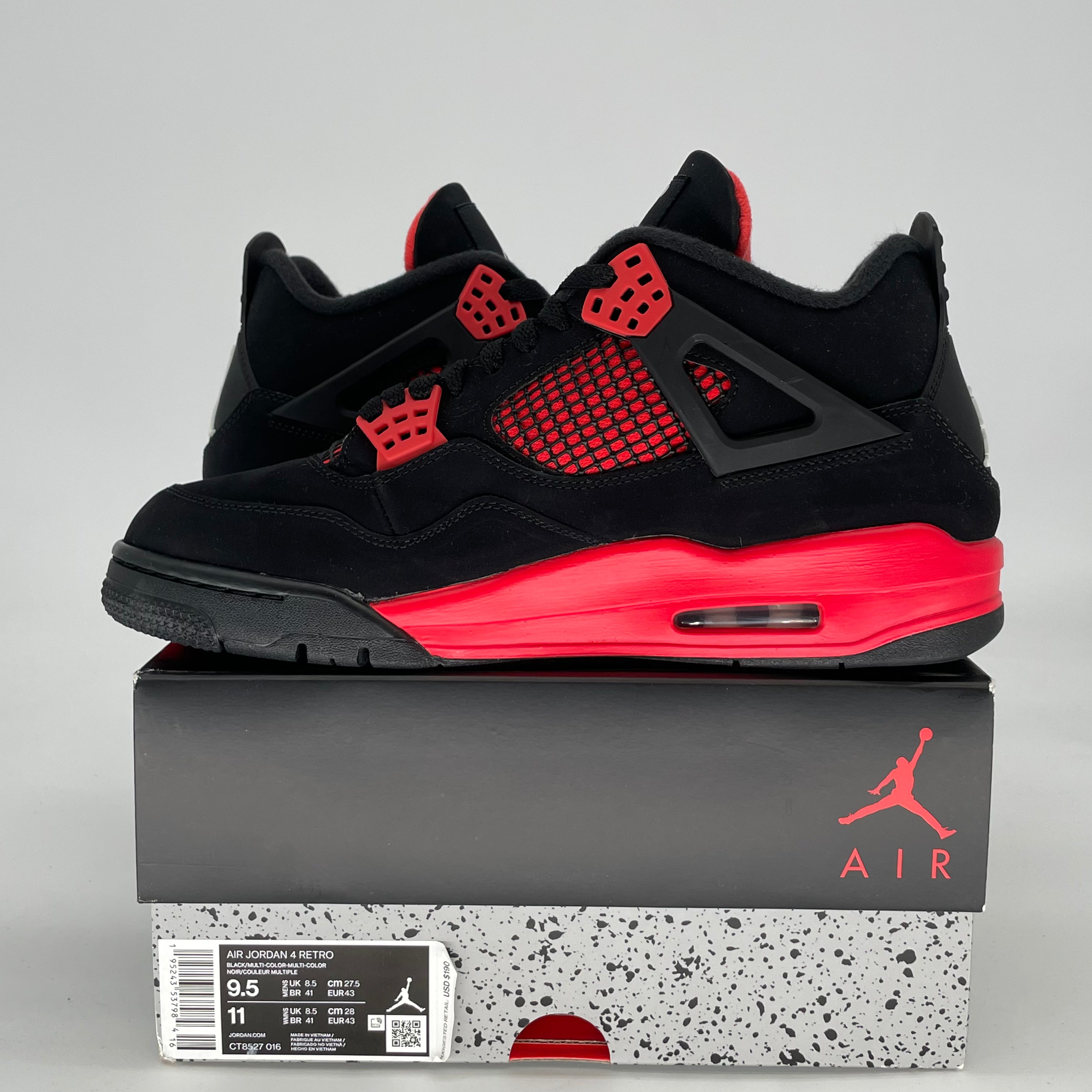 AIR JORDAN 4 RED THUNDER CT8527-016 SIZE 9.5/11W