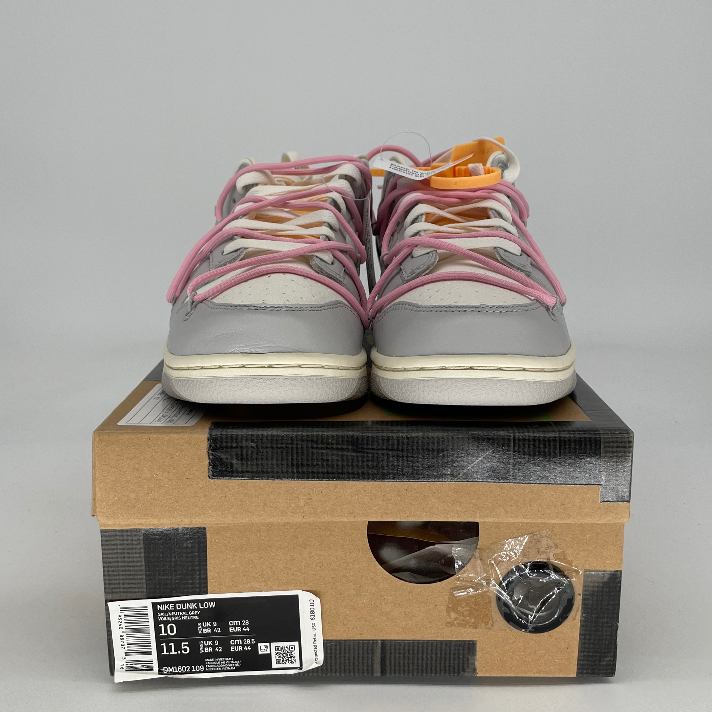 OFF WHITE X NIKE DUNK LOW LOT 9 DM1602-109 SIZE 10.5/12W