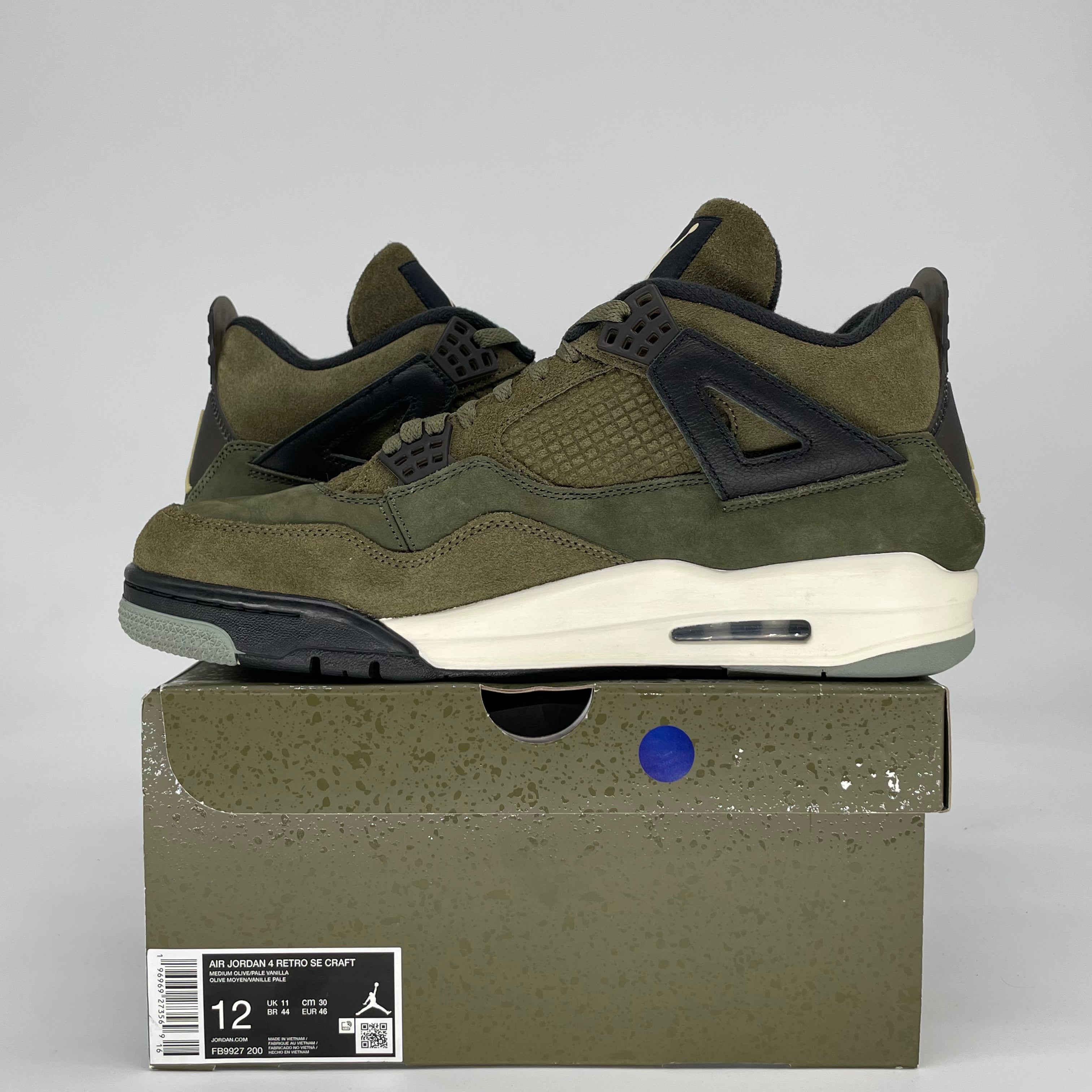 AIR JORDAN 4 CRAFT MEDIUM OLIVE FB9927-200 SIZE 12/13.5W