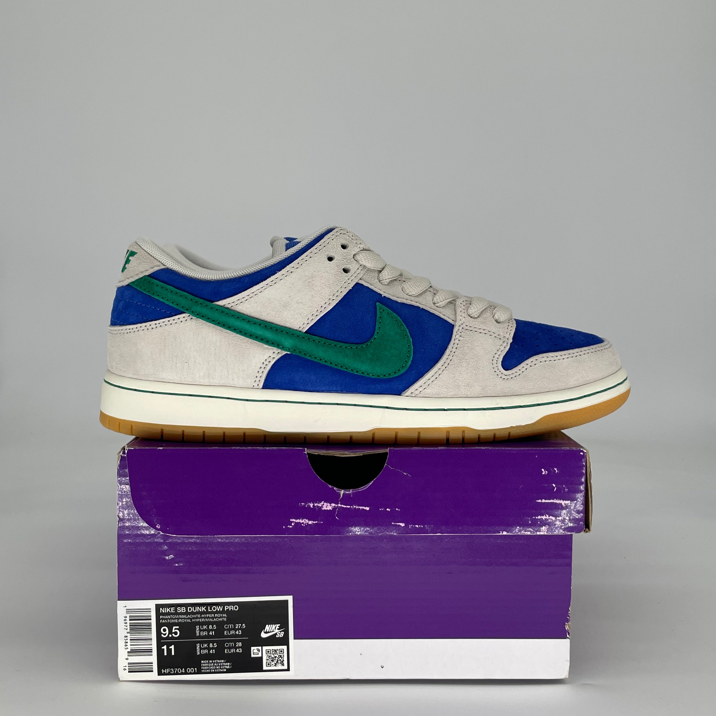 NIKE SB DUNK LOW HYPER ROYAL MALACHITE HF3704-001 SIZE 9.5/11W
