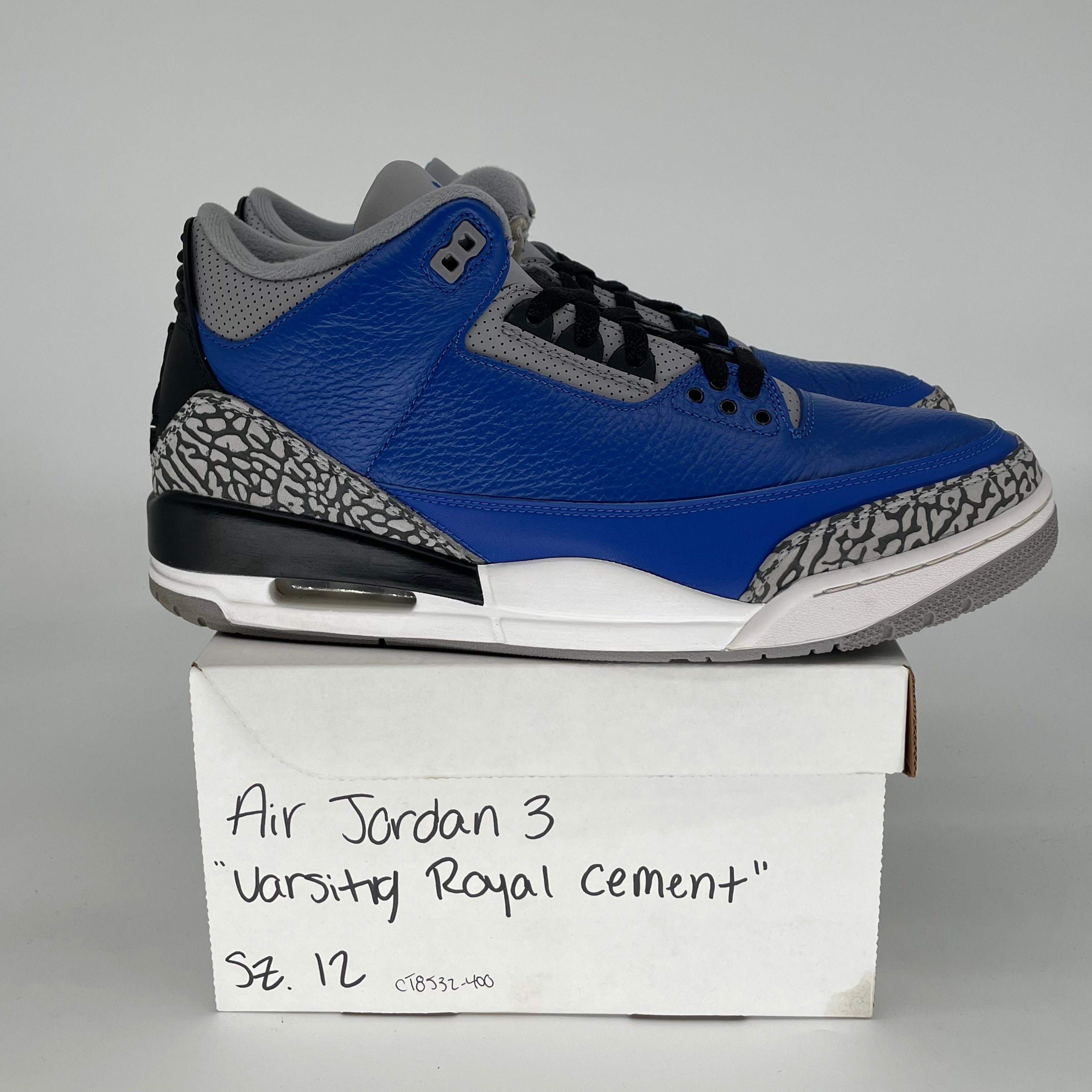 AIR JORDAN 3 VARSITY ROYAL CEMENT SIZE 12 CT8532-400