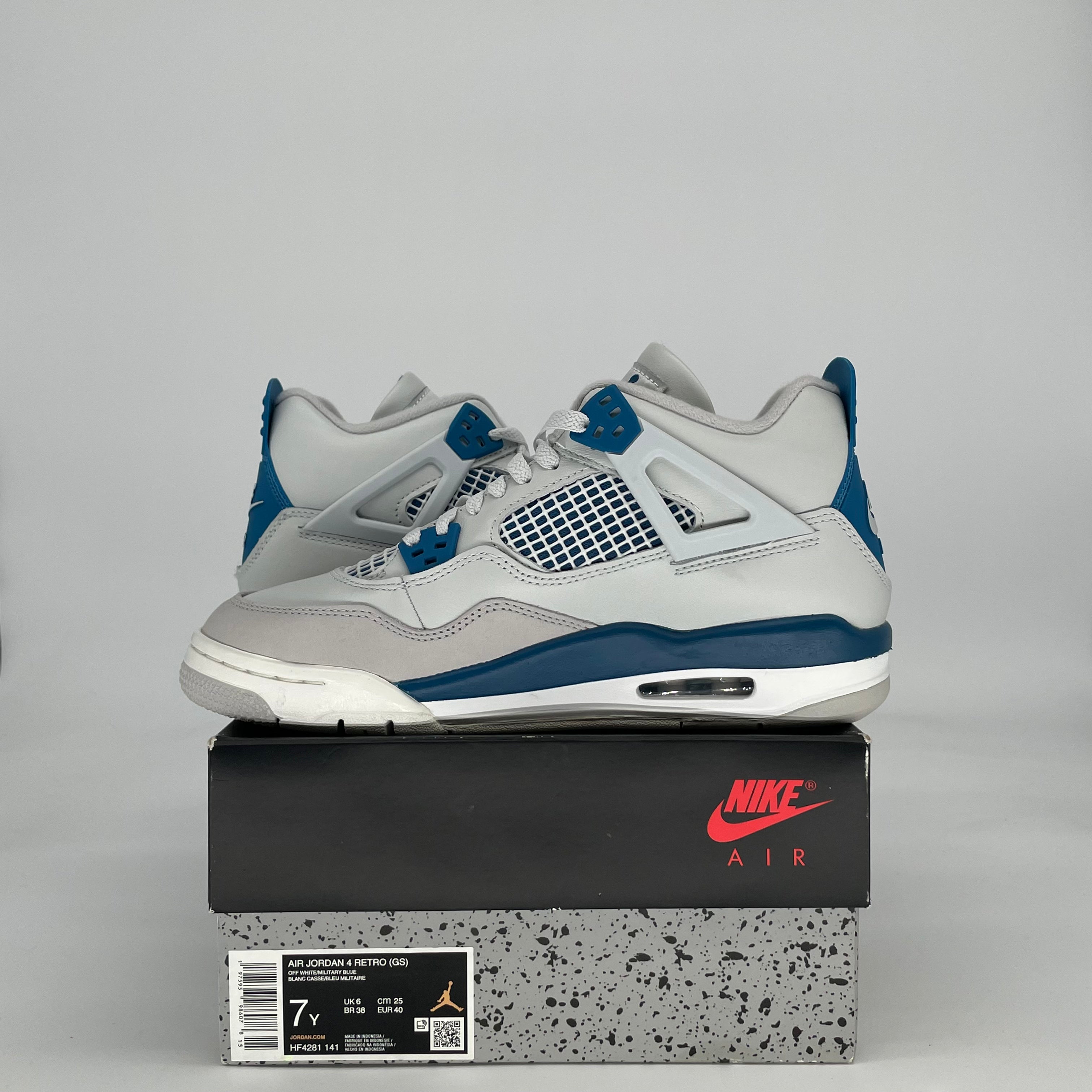 AIR JORDAN 4 MILITARY BLUE HF4281-141 SIZE 7/8.5W
