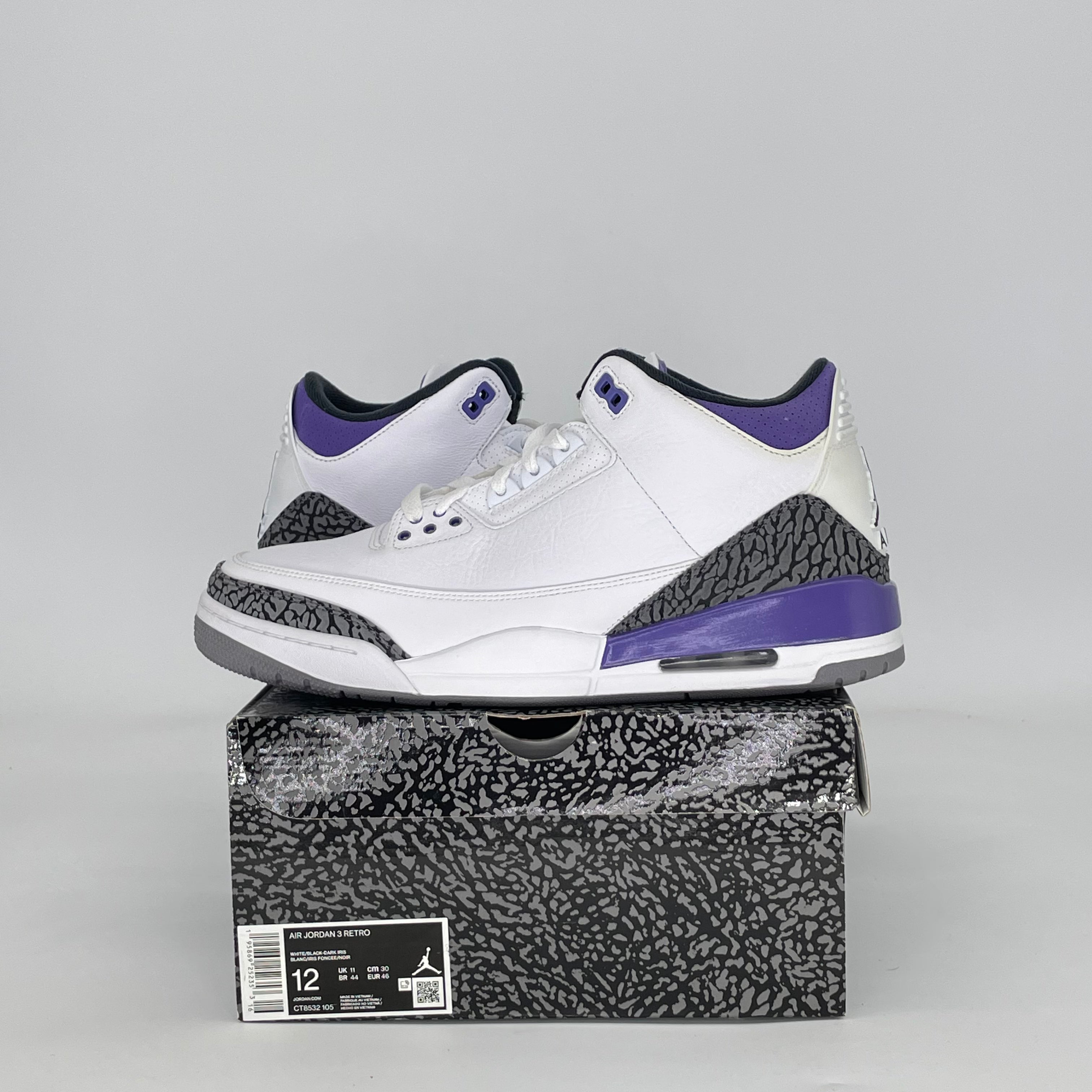 AIR JORDAN 3 DARK IRIS CT8532-105 SIZE 12/13.5W