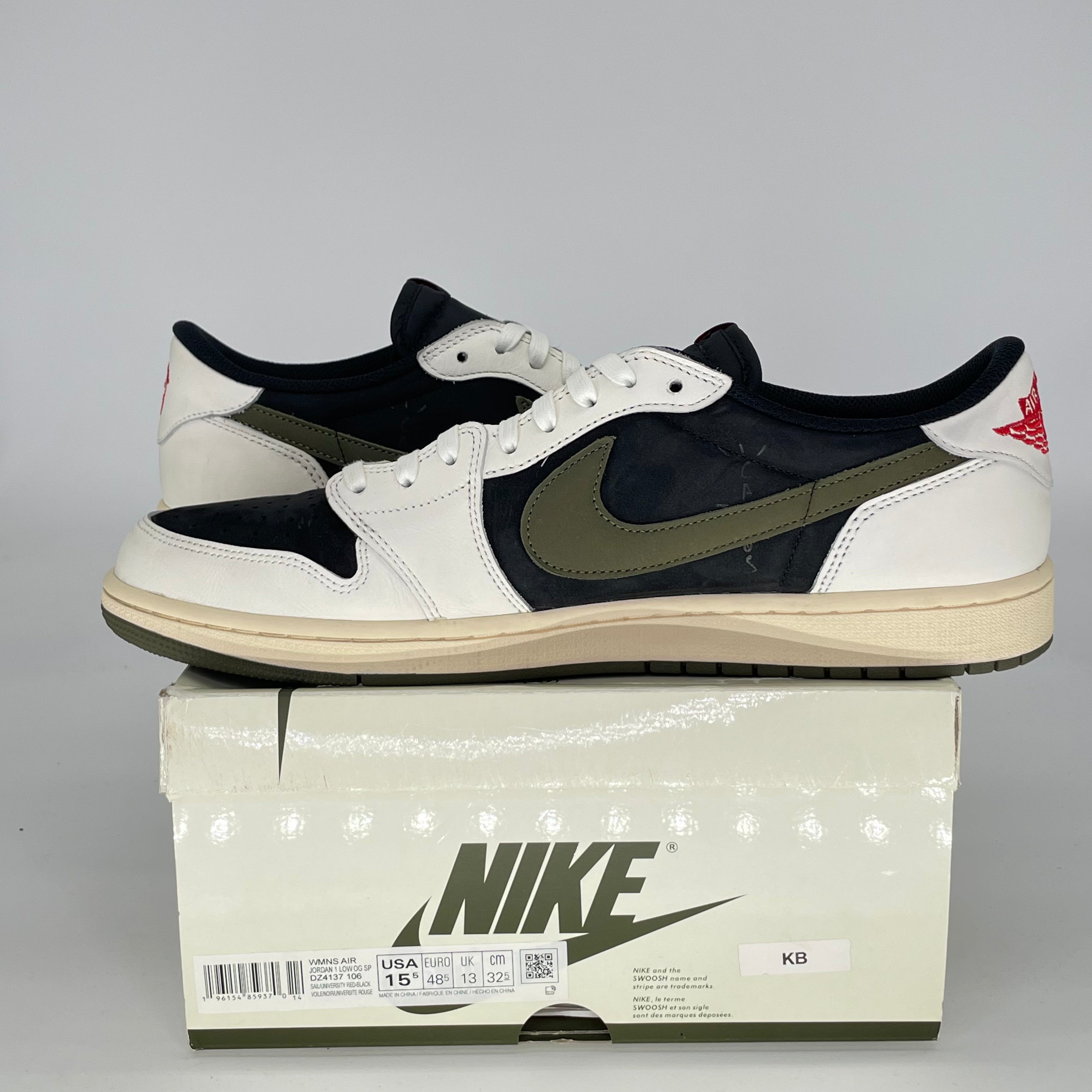 TRAVIS SCOTT X AIR JORDAN 1 LOW OLIVE W DZ4137-106 SIZE 14/15.5W