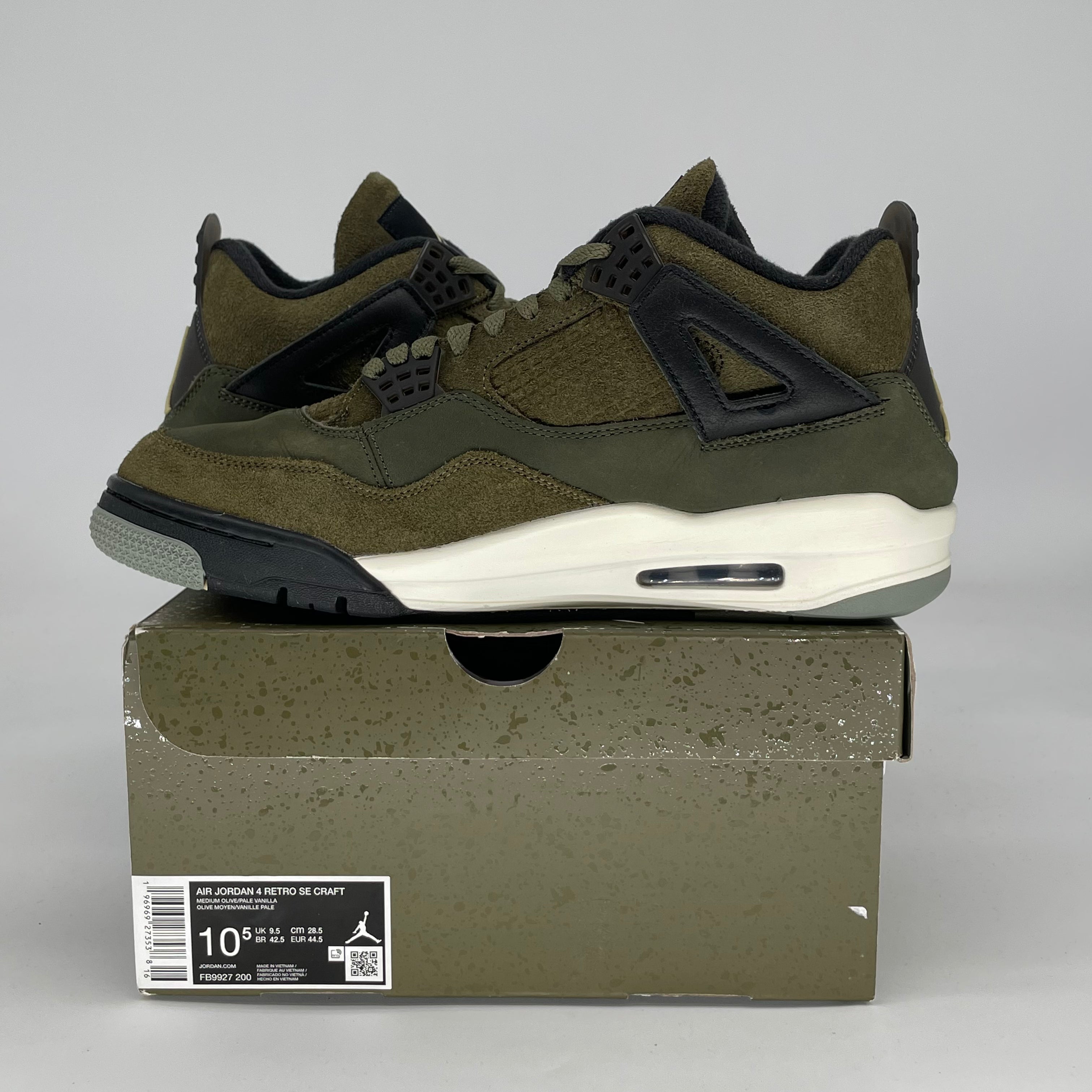 AIR JORDAN 4 CRAFT MEDIUM OLIVE FB9927-200 SIZE 10.5/12W