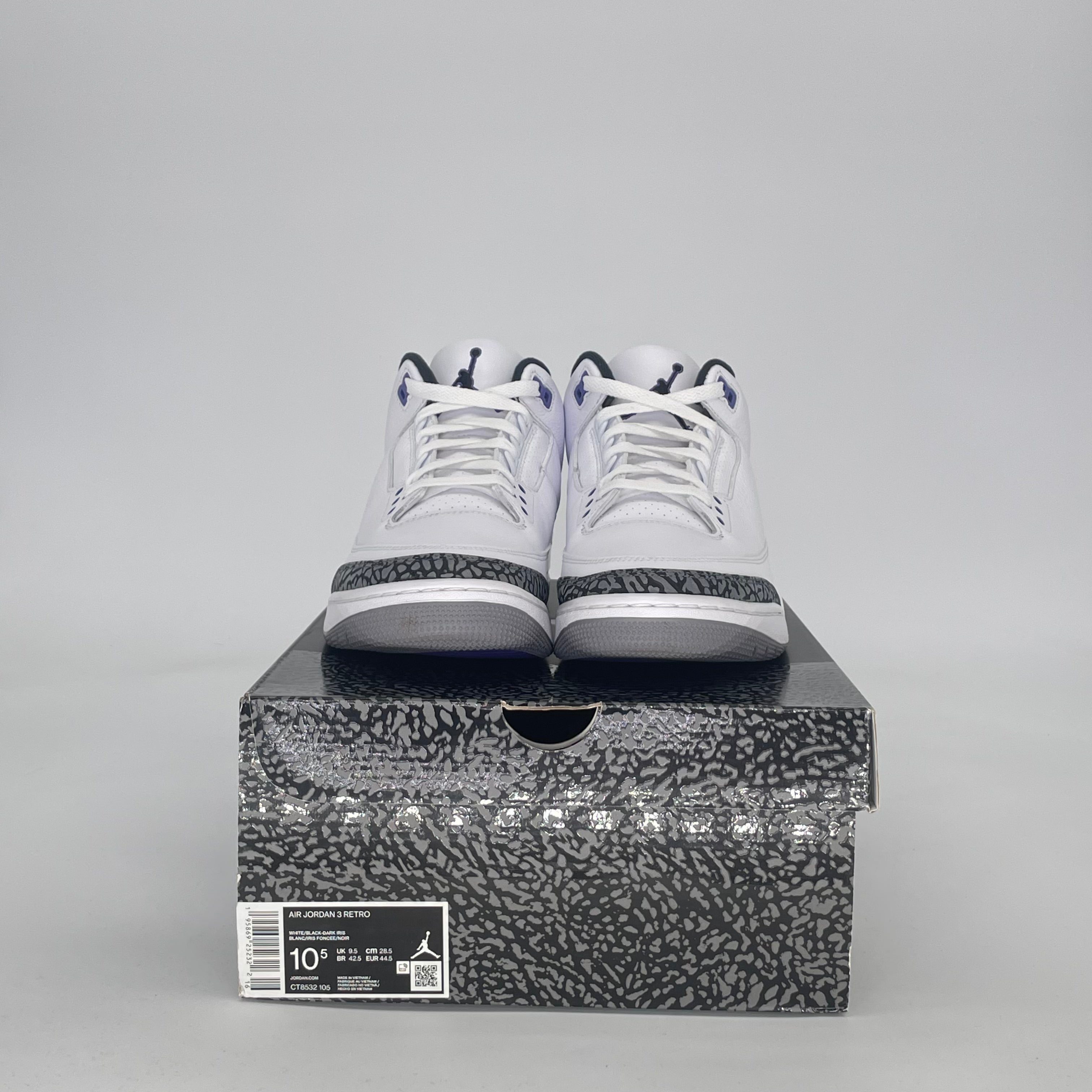 AIR JORDAN 3 DARK IRIS CT8532-105 SIZE 10.5/12W