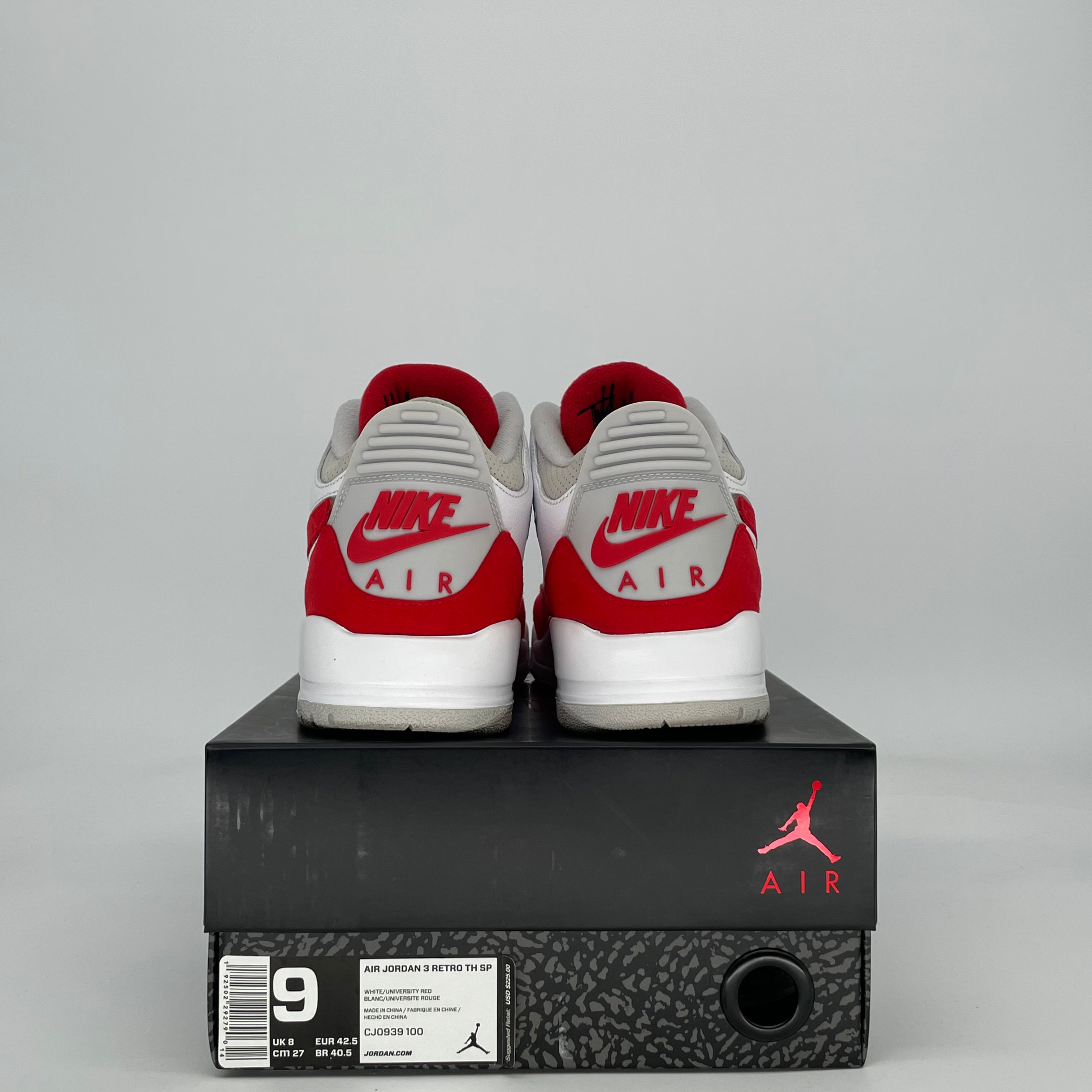 AIR JORDAN 3 TINKER WHITE UNIVERSITY RED CJ0939-100 SIZE 9/10.5W