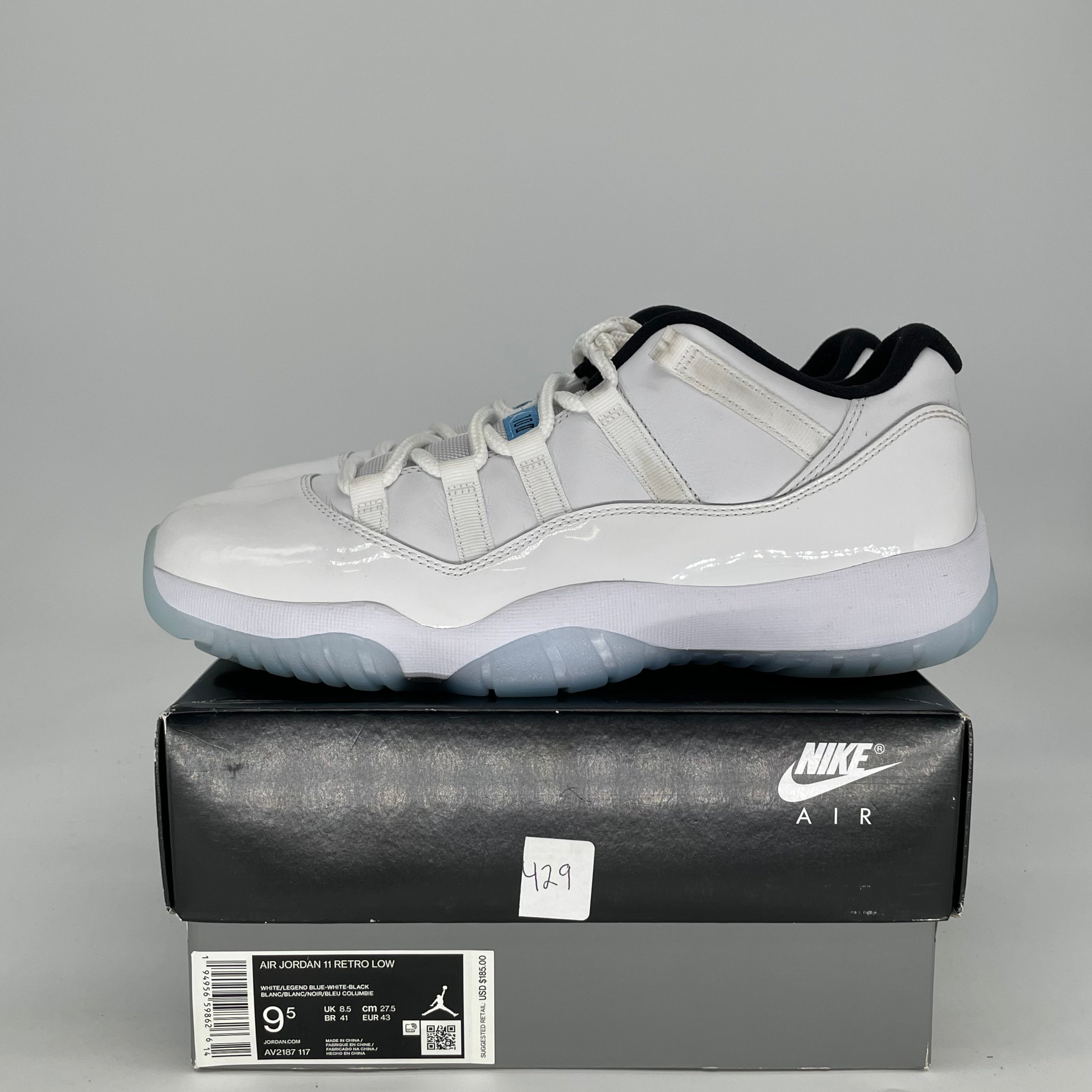 AIR JORDAN 11 LOW LEGEND BLUE AV2187-117 SIZE 9.5/11W
