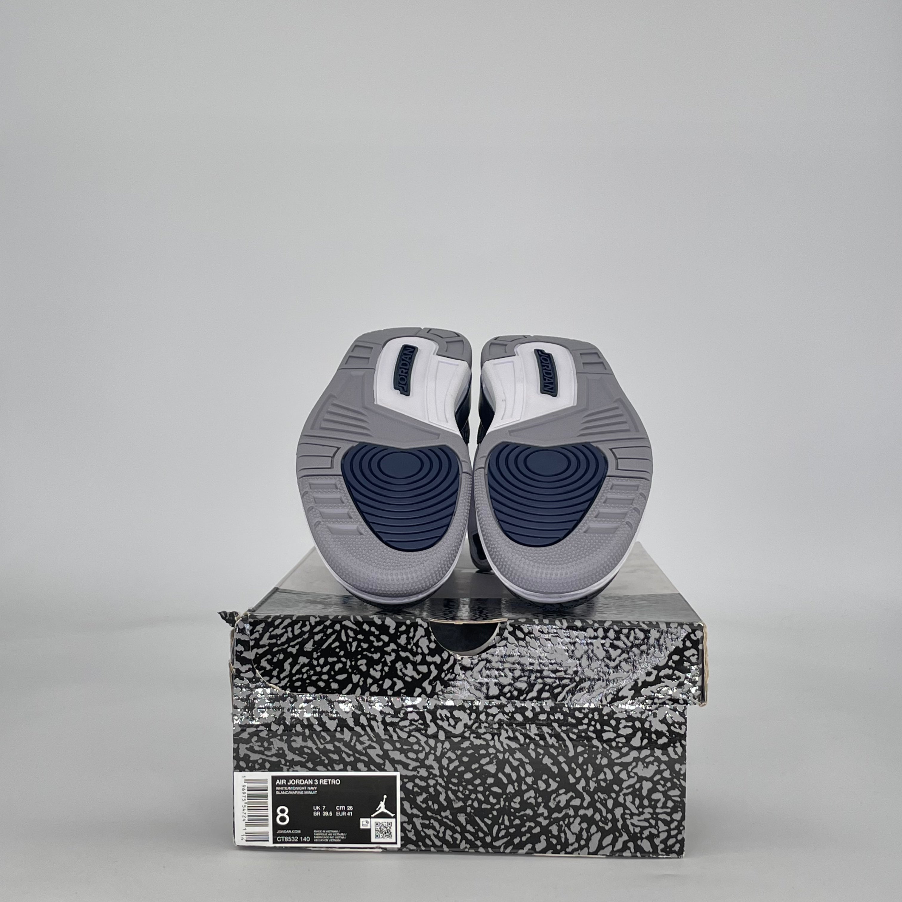 AIR JORDAN 3 MIDNIGHT NAVY CT8532-140 SIZE 8/9.5W