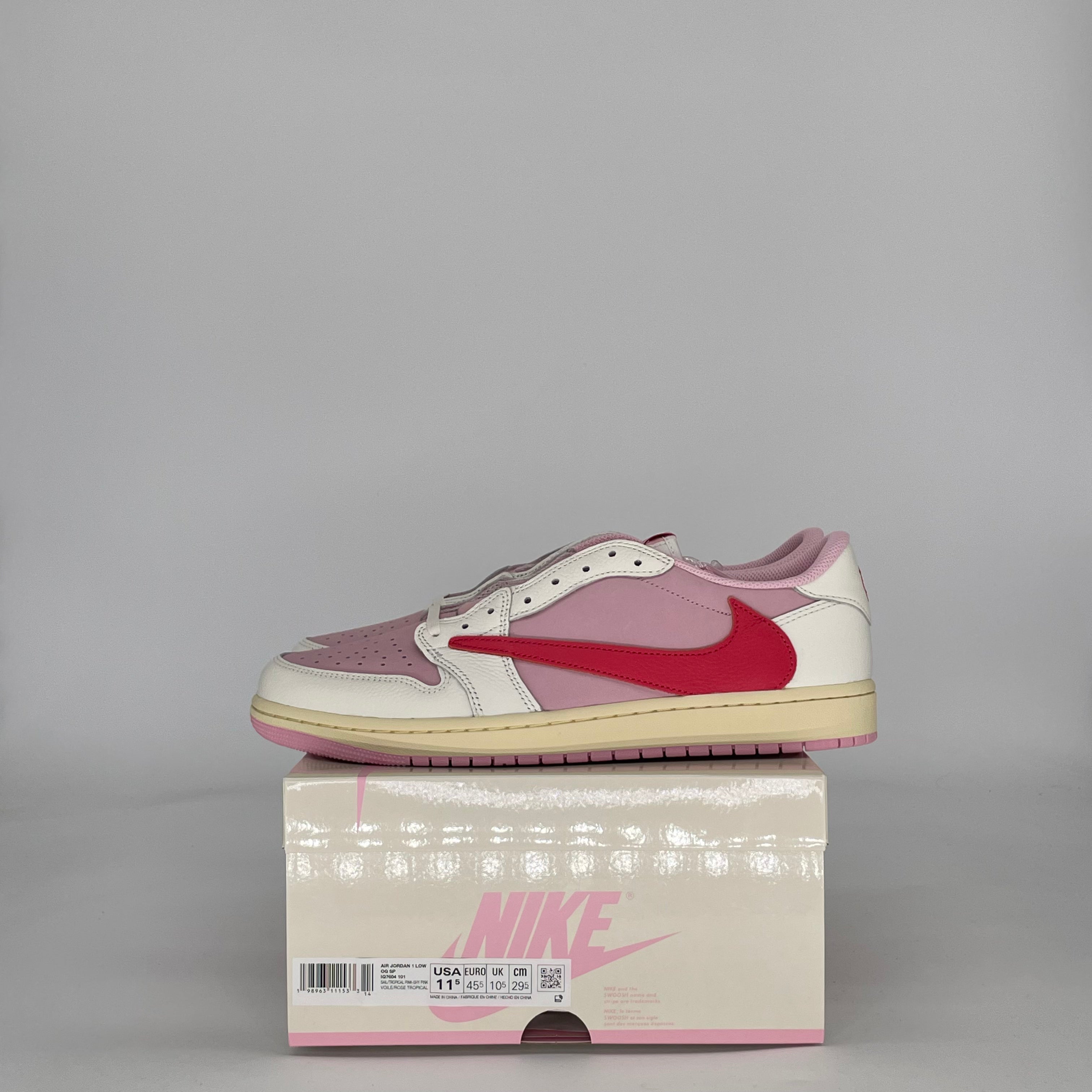 AIR JORDAN 1 LOW TRAVIS SCOTT SAIL TROPICAL PINK IQ7604-101 SIZE 11.5/13W