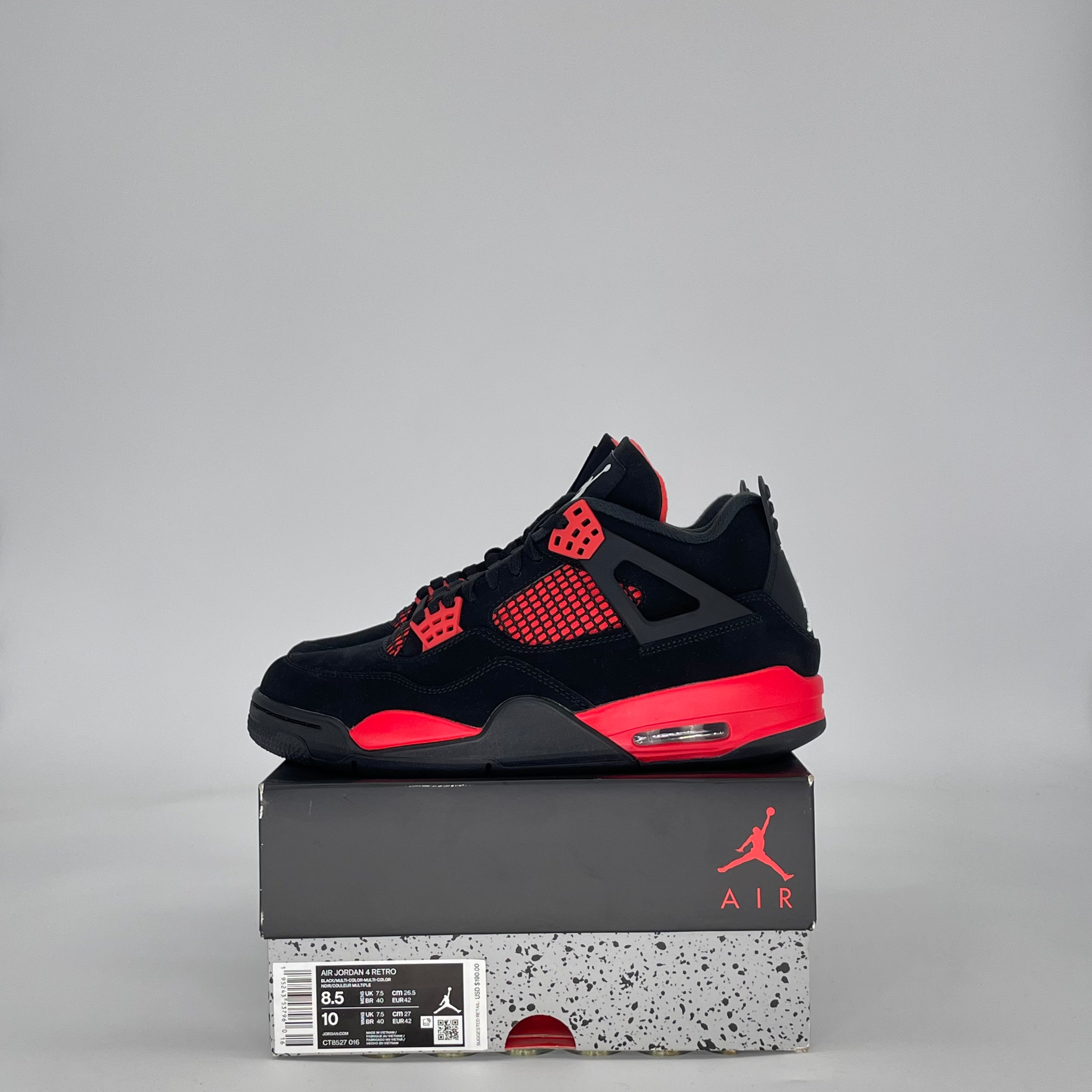 AIR JORDAN 4 RED THUNDER CT8527-016 SIZE 8.5/10W