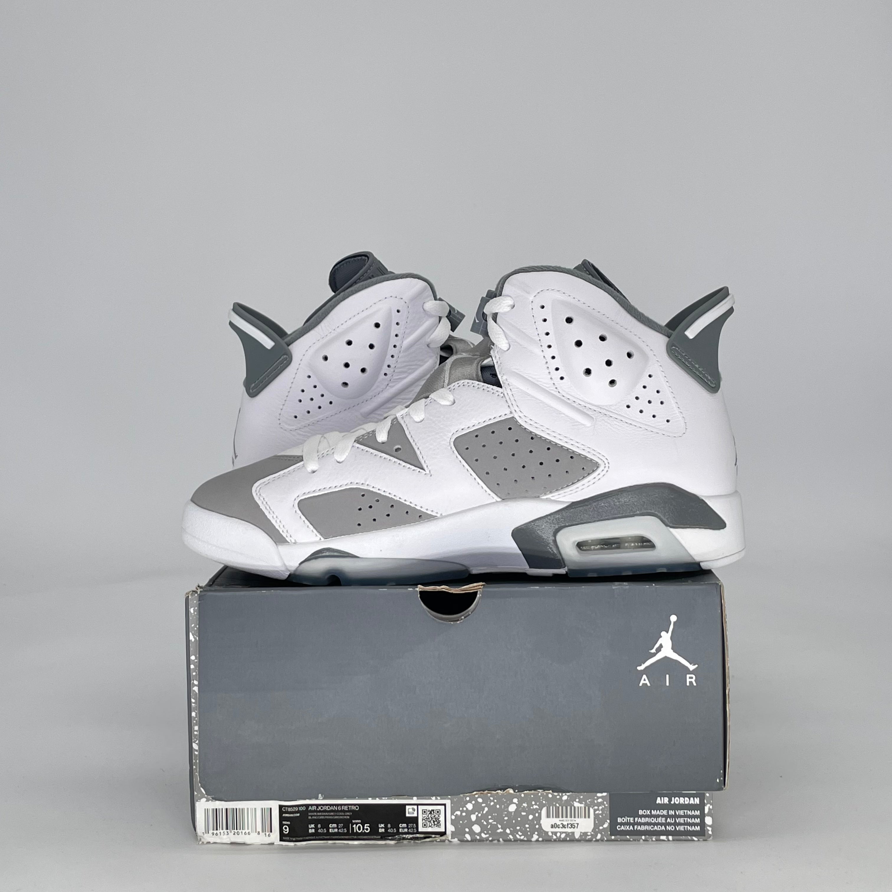AIR JORDAN 6 COOL GREY CT8529-100 SIZE 9/10.5W