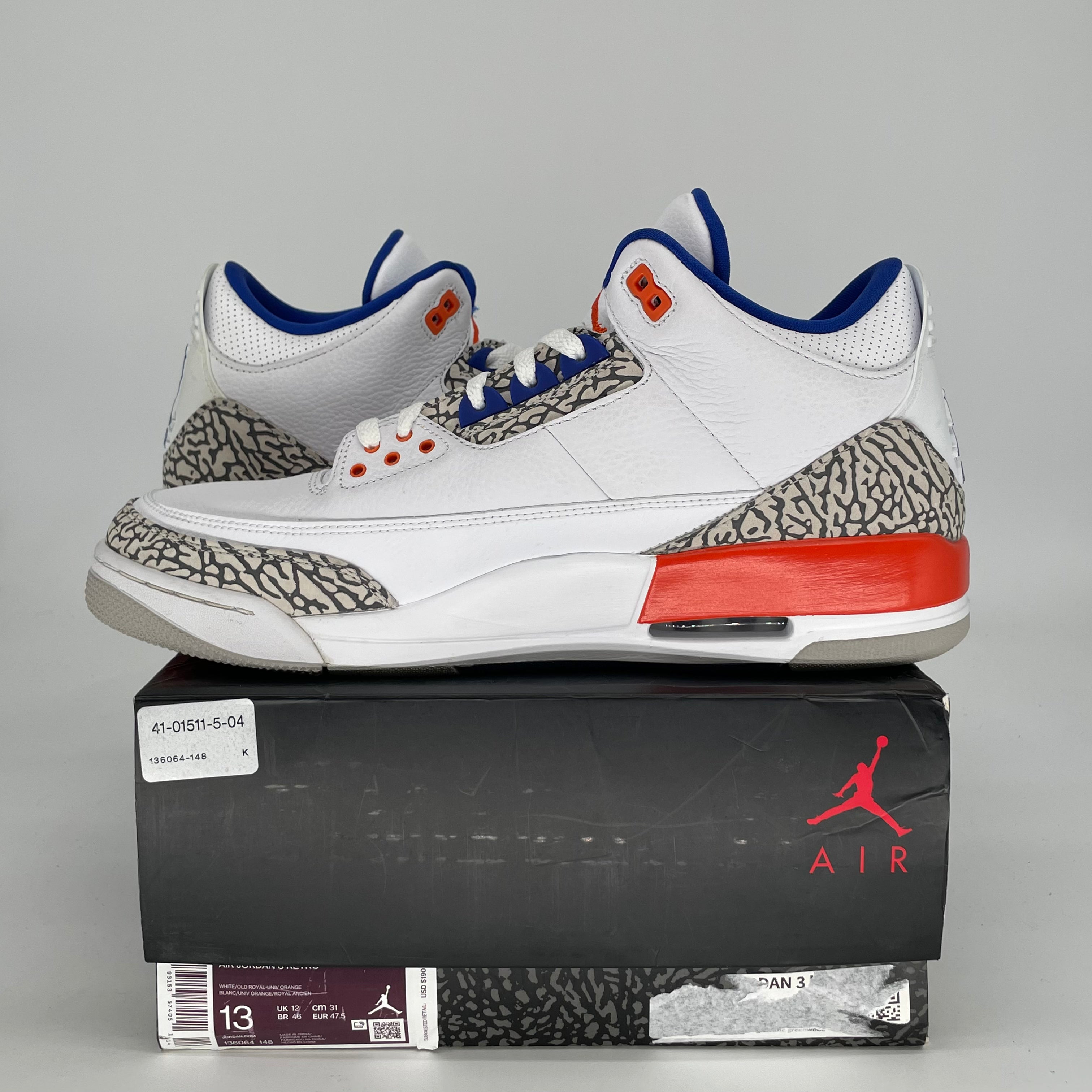 AIR JORDAN 3 KNICKS 136064-148 SIZE 13/14.5W