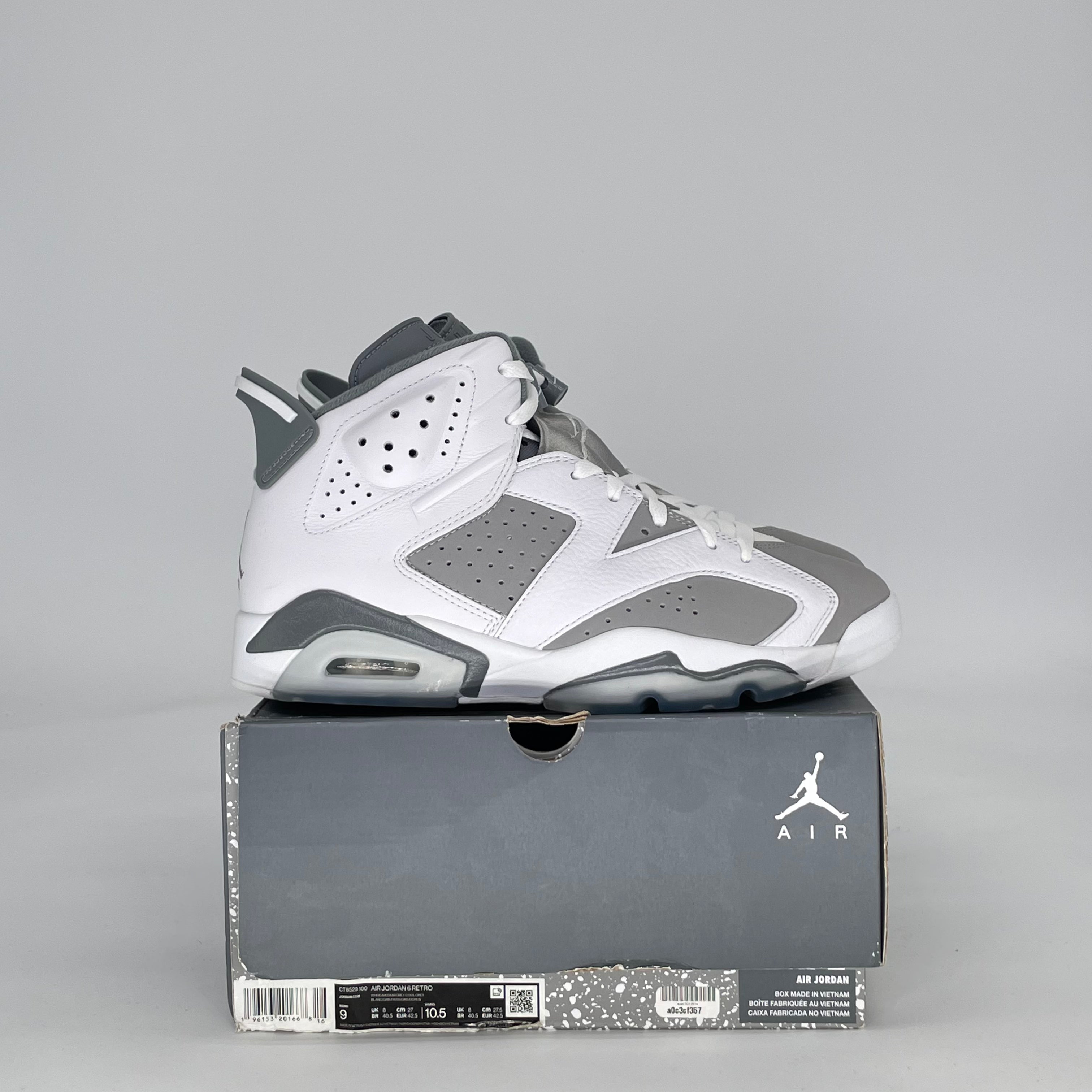 AIR JORDAN 6 COOL GREY CT8529-100 SIZE 9/10.5W