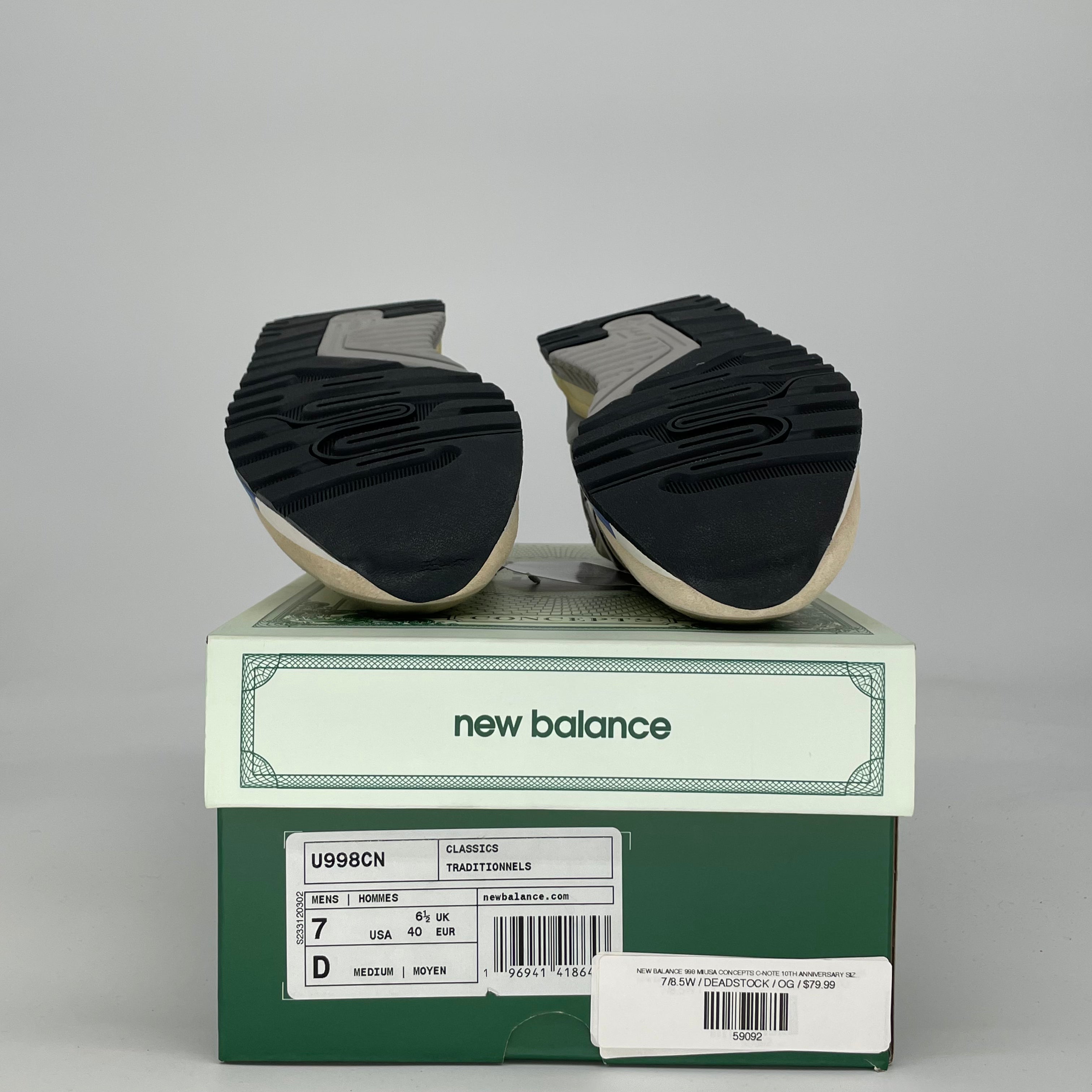NEW BALANCE 998 MIUSA CONCEPTS C-NOTE 10TH ANNIVERSARY SIZE 7/8.5W U998CN