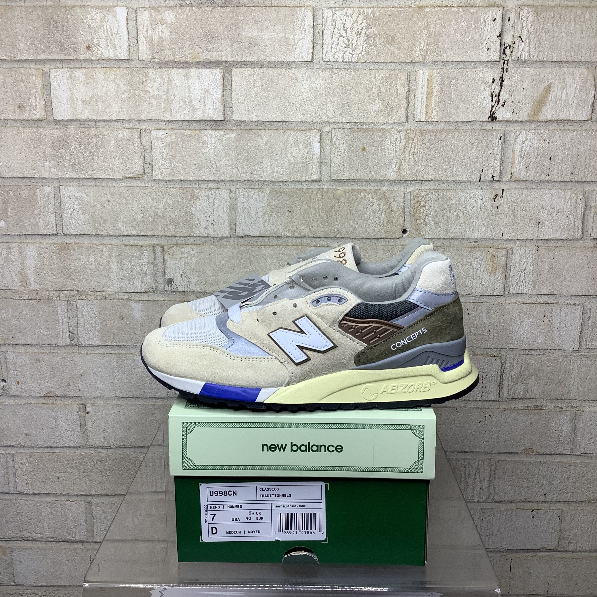 NEW BALANCE 998 MIUSA CONCEPTS C-NOTE 10TH ANNIVERSARY SIZE 7/8.5W U998CN