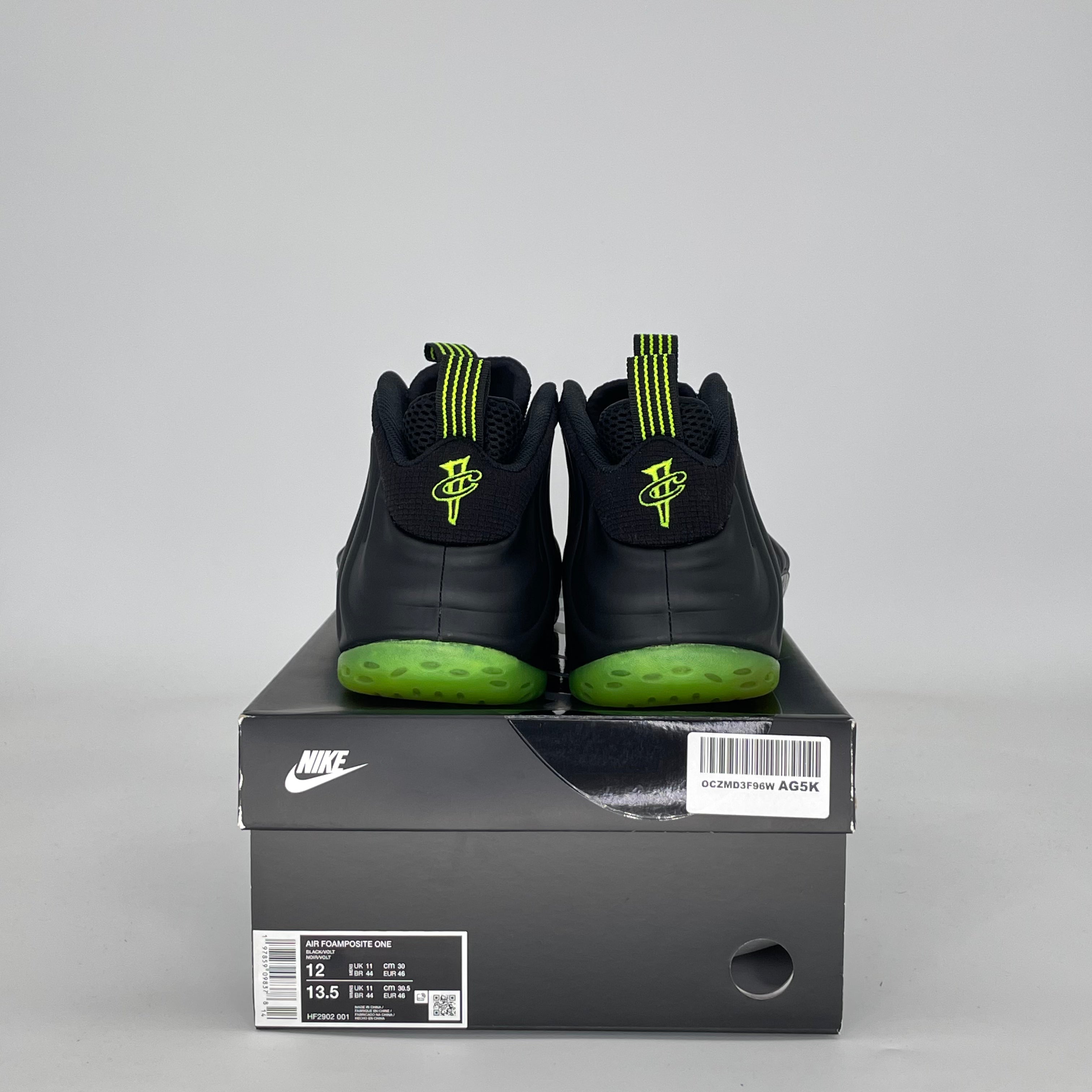 NIKE AIR FOAMPOSITE ONE BLACK VOLT HF2902-001 SIZE 12/13.5W