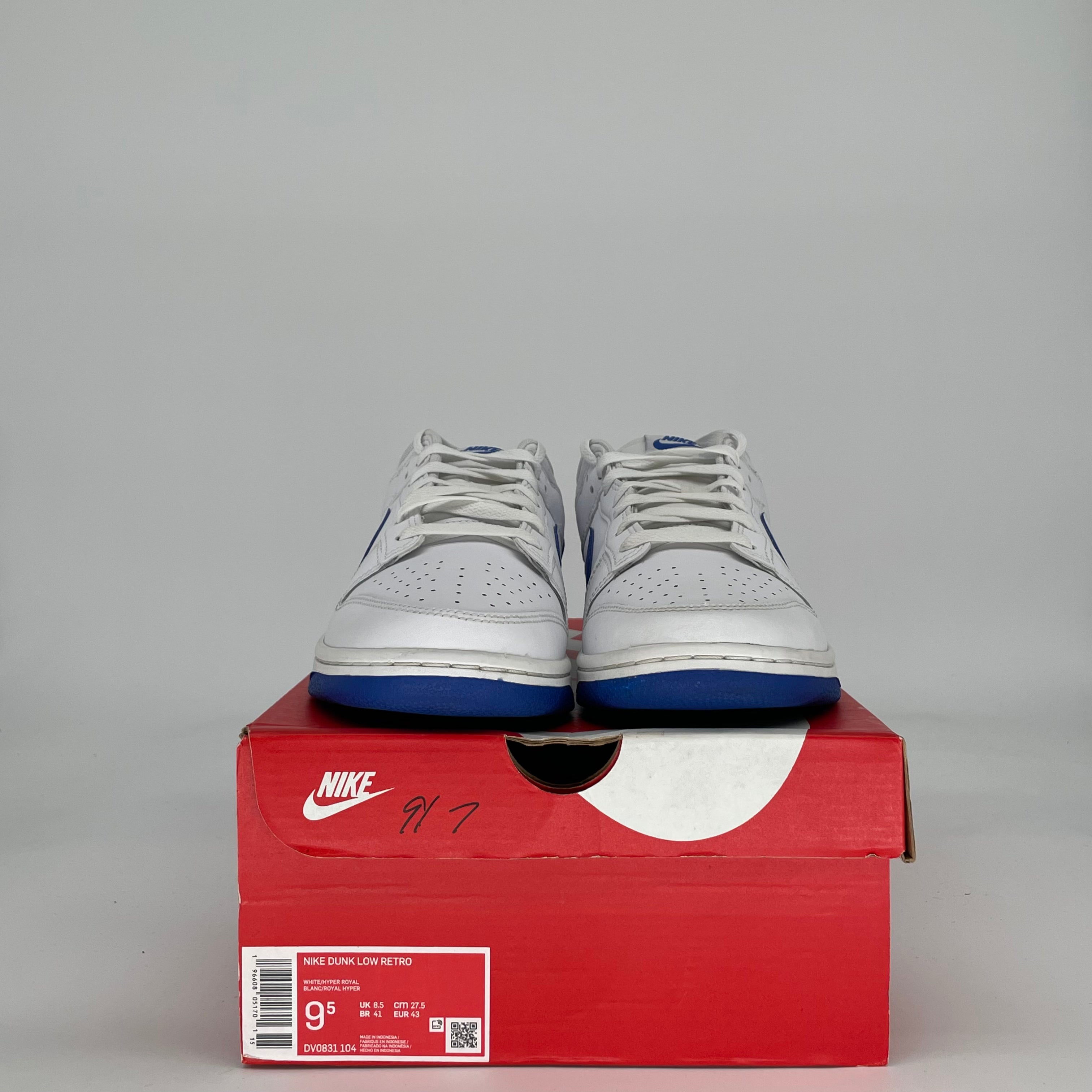 NIKE DUNK LOW WHITE HYPER ROYAL DV0831-104 SIZE 9.5/11W
