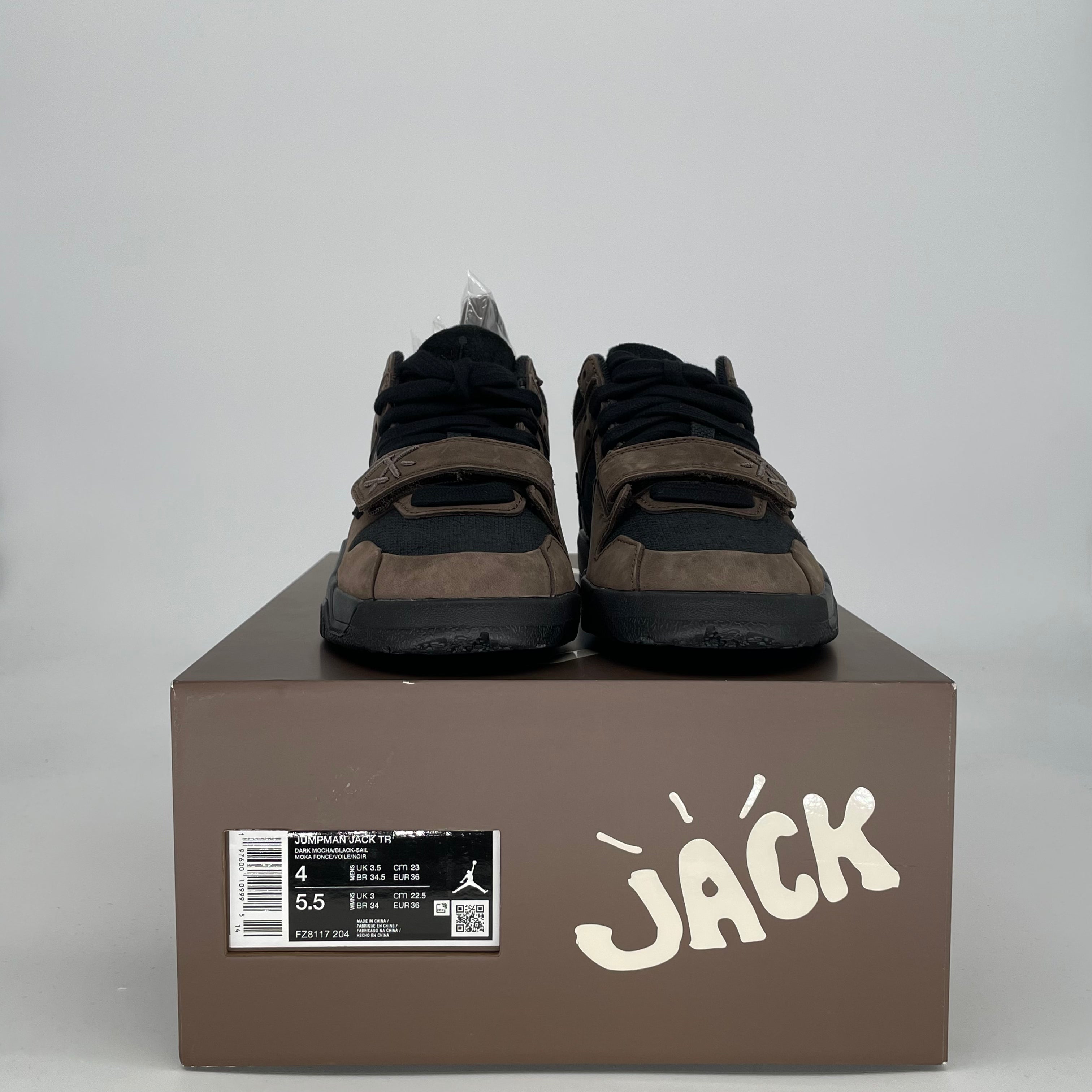 TRAVIS SCOTT X JORDAN JUMPMAN JACK TR DARK MOCHA FZ8117-204 SIZE 4/5.5W