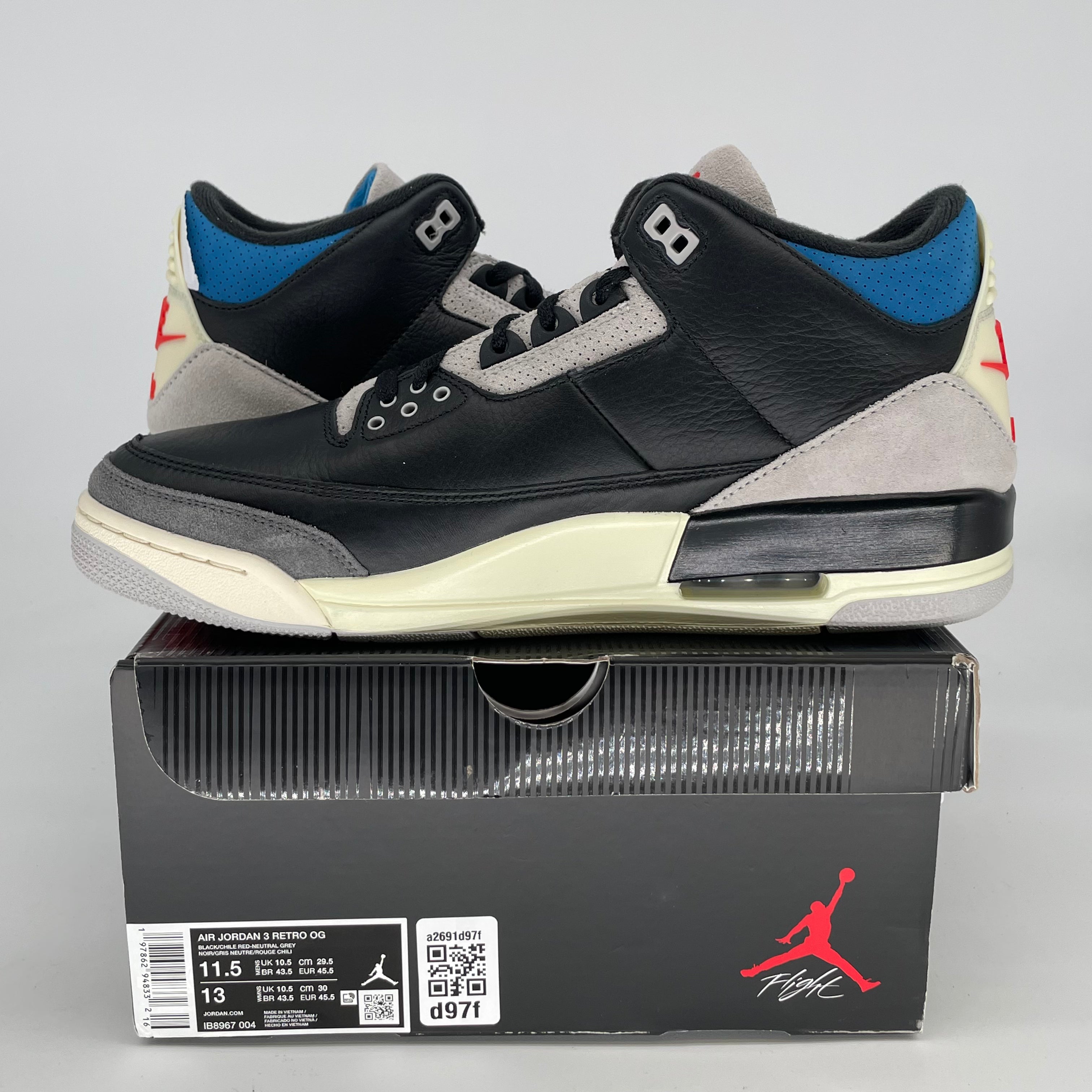 AIR JORDAN 3 RARE AIR IB8967-004 SIZE 11.5/13W