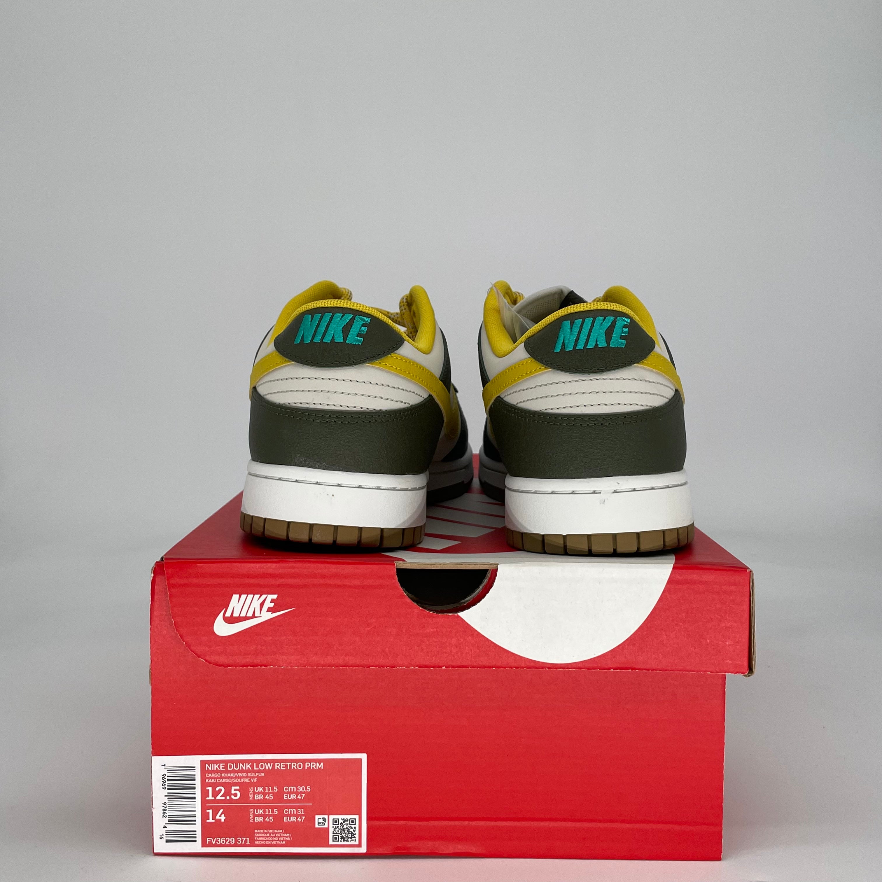 NIKE DUNK LOW CARGO KHAKI VIVID SULFUR FV3629-371 SIZE 12.5/14W