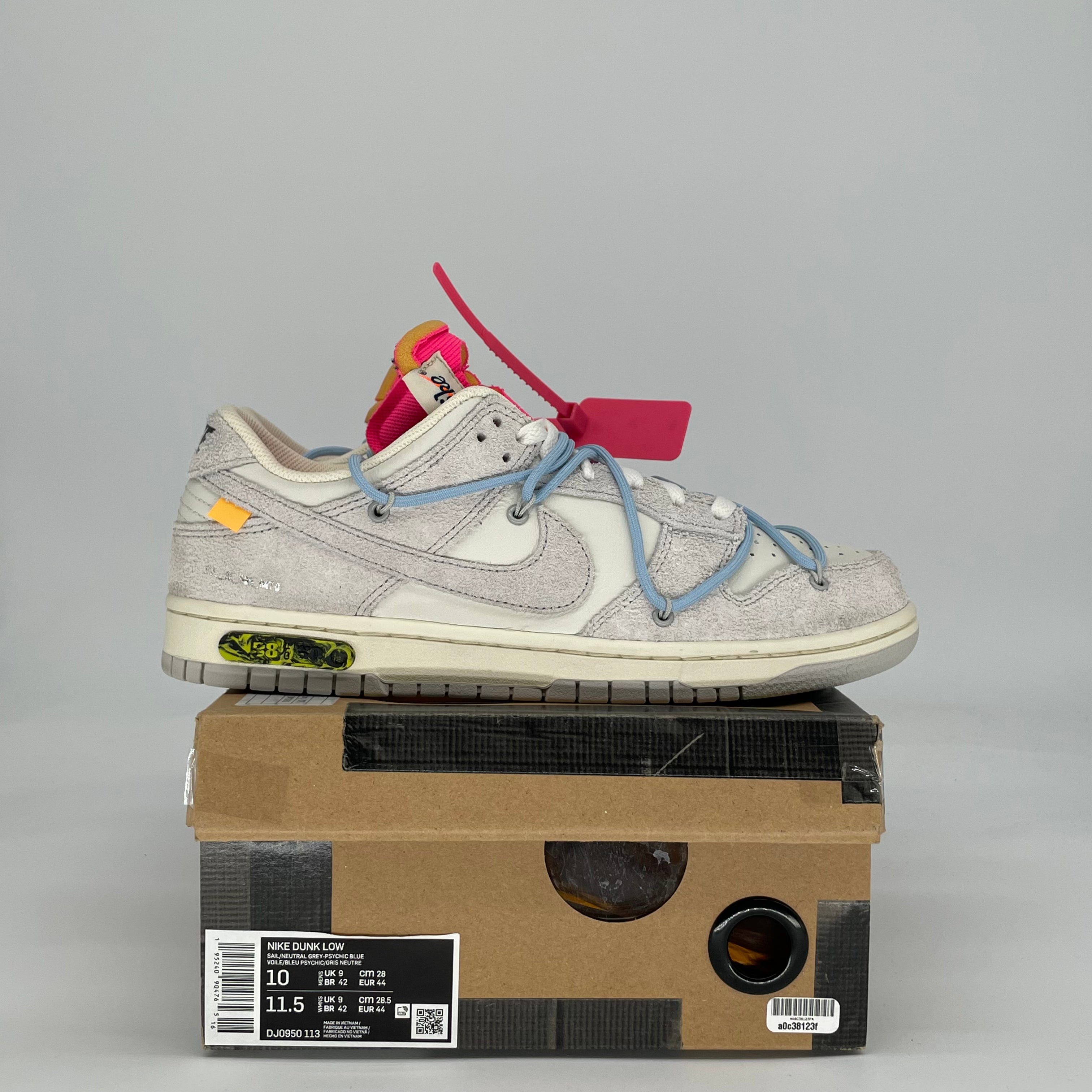 NIKE DUNK LOW OFF WHITE LOT 38 DJ0950-113 SIZE 10/11.5W
