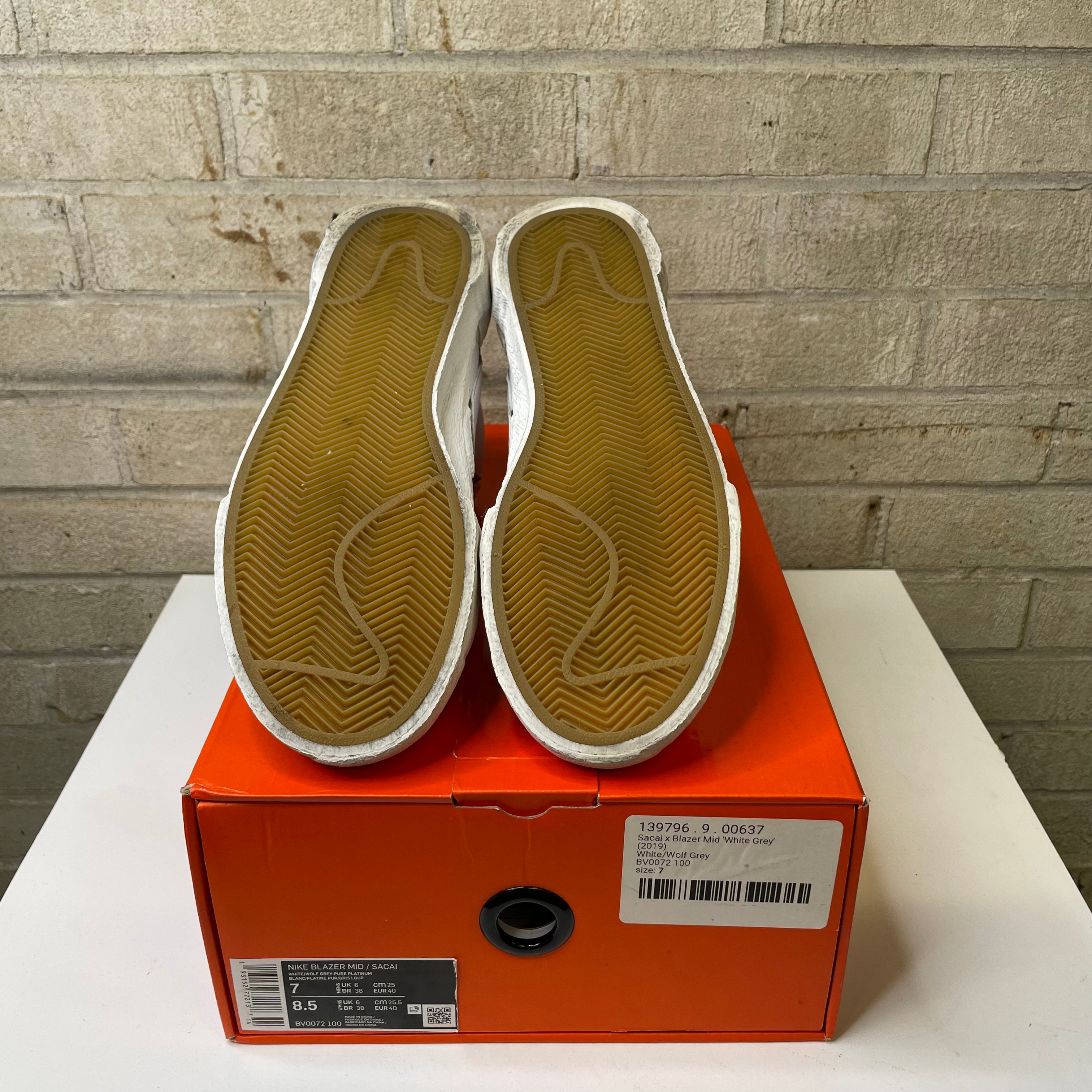 NIKE BLAZER MID SACAI WHITE GREY BV0072-100 SIZE 7/8.5W