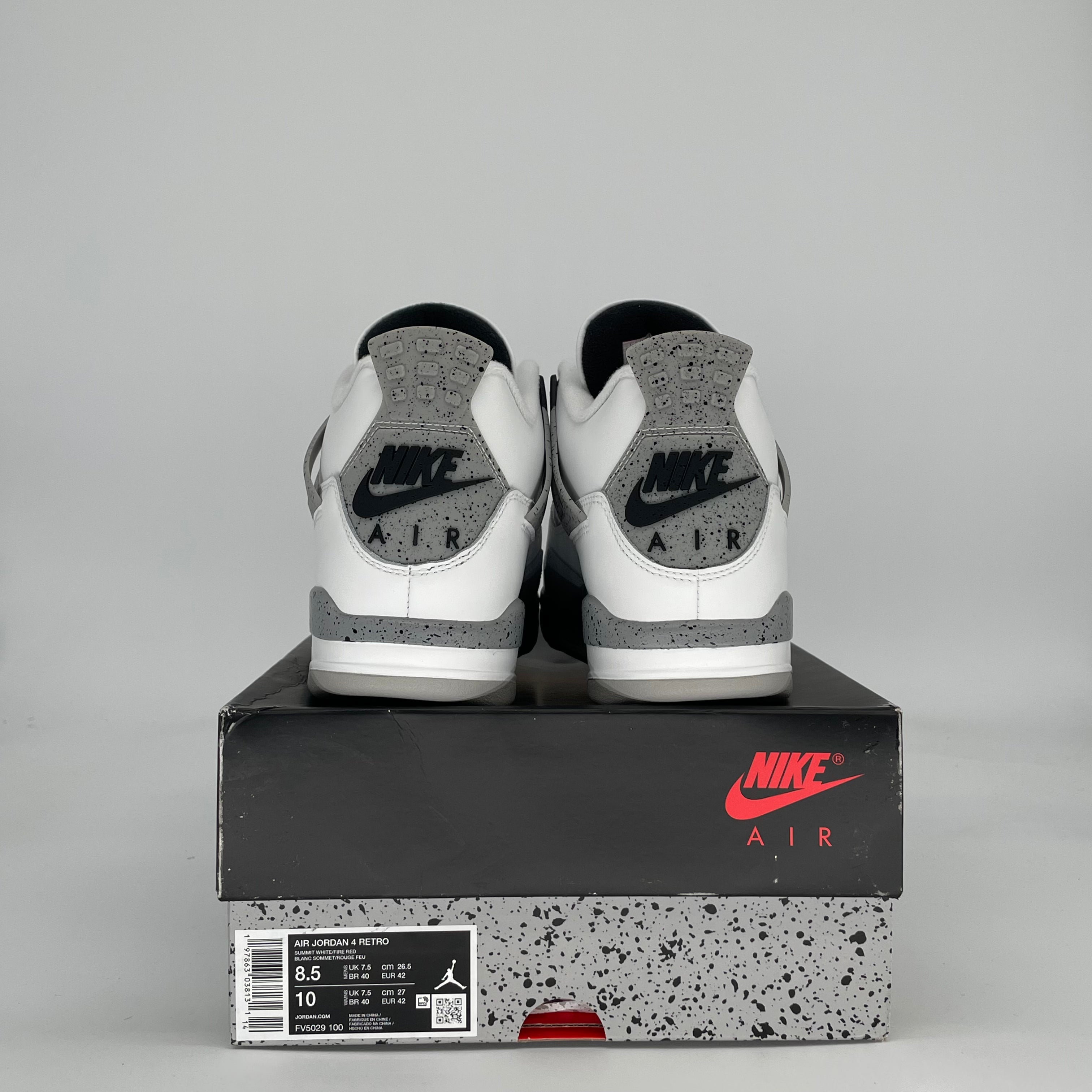 AIR JORDAN 4 WHITE CEMENT FV5029-100 SIZE 8.5/10W