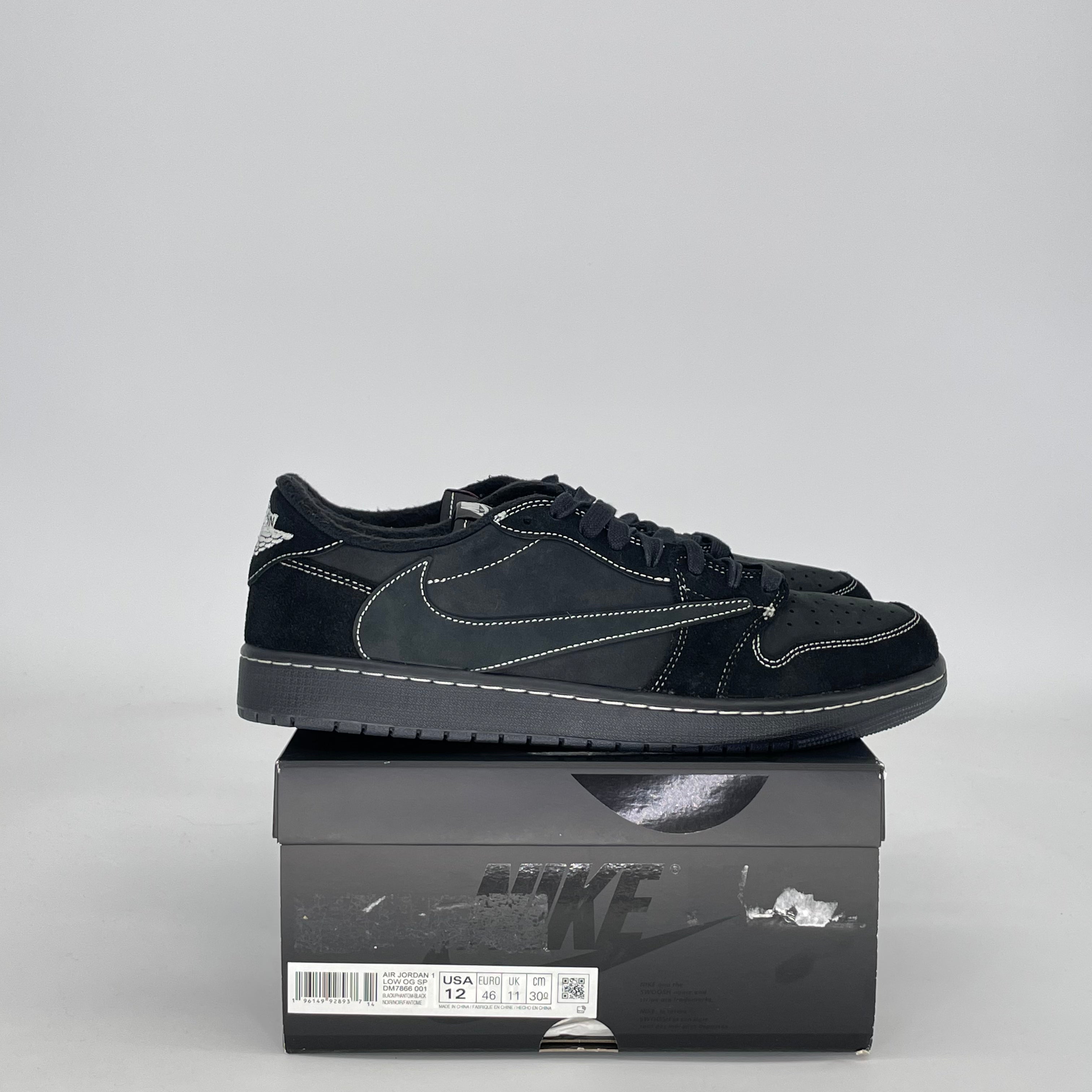AIR JORDAN 1 LOW X TRAVIS SCOTT BLACK PHANTOM DM7866-001 SIZE 12/13.5W
