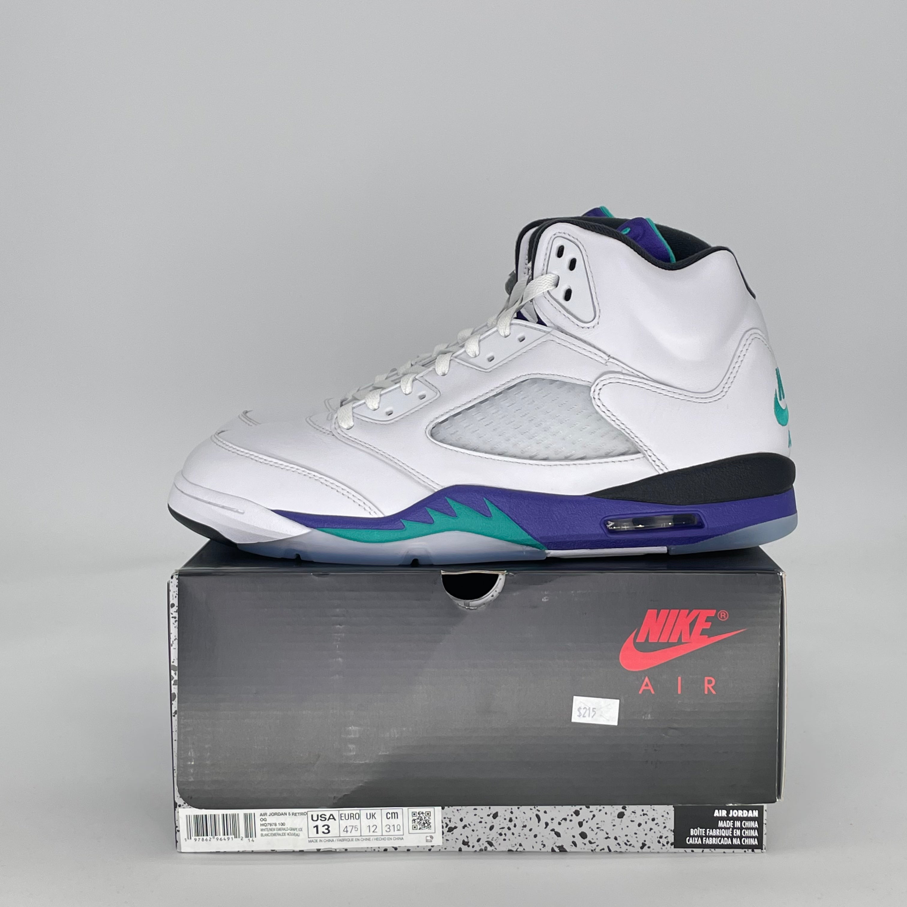 AIR JORDAN 5 GRAPE HQ7978-100 SIZE 13/14.5W