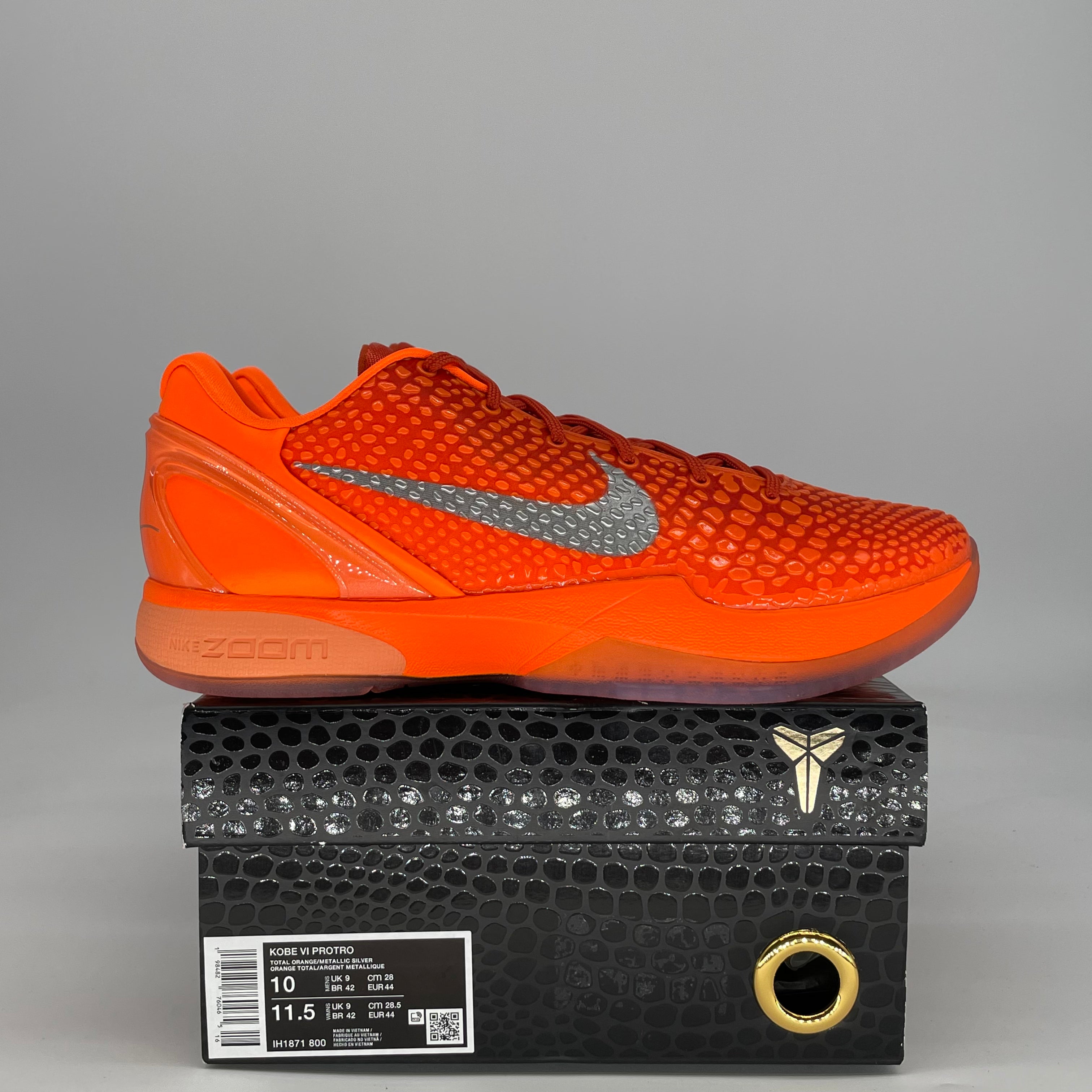 NIKE KOBE 6 PROTRO TOTAL ORANGE IH1871-800 SIZE 10/11.5W