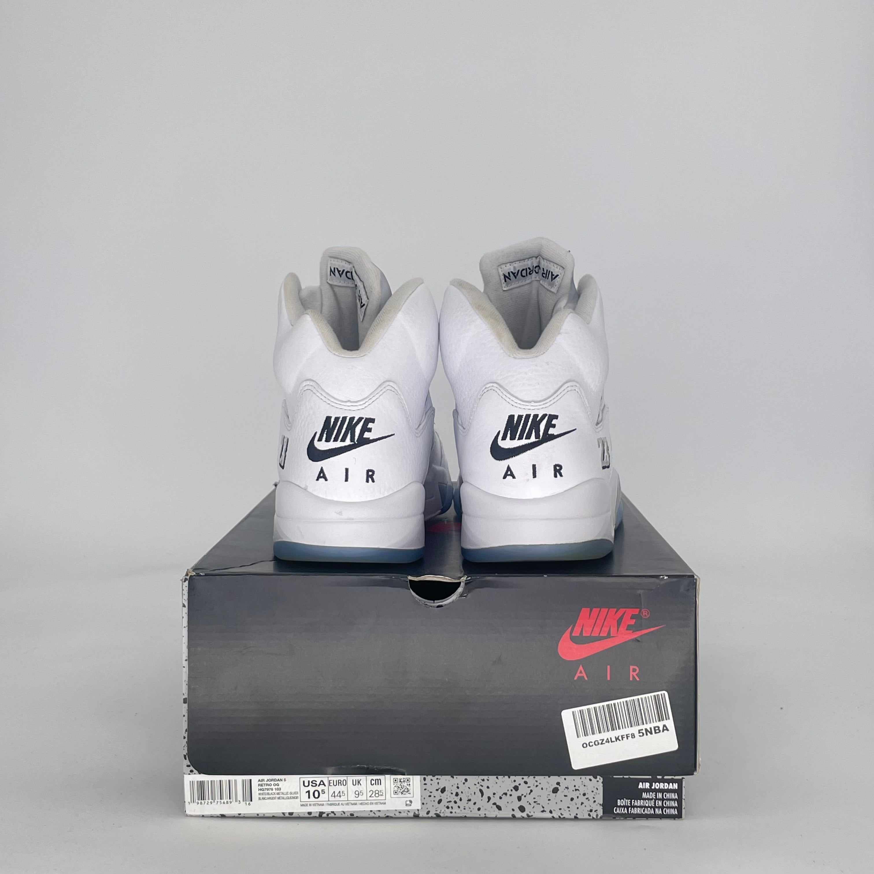 AIR JORDAN 5 WHITE METALLIC HQ7978-103 SIZE 10.5/12W