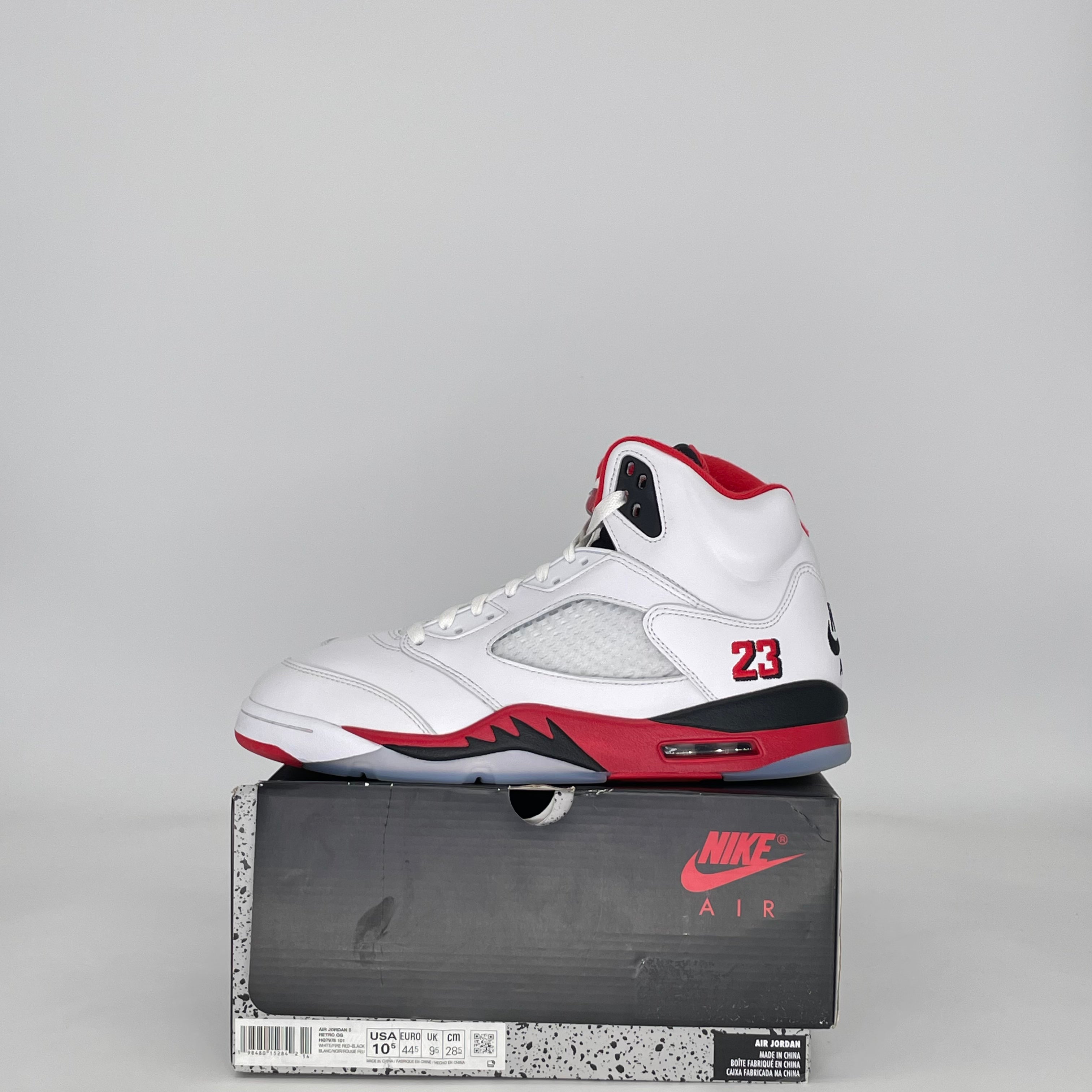 AIR JORDAN 5 FIRE RED BLACK TONGUE HQ7978-101 SIZE 10.5/12W