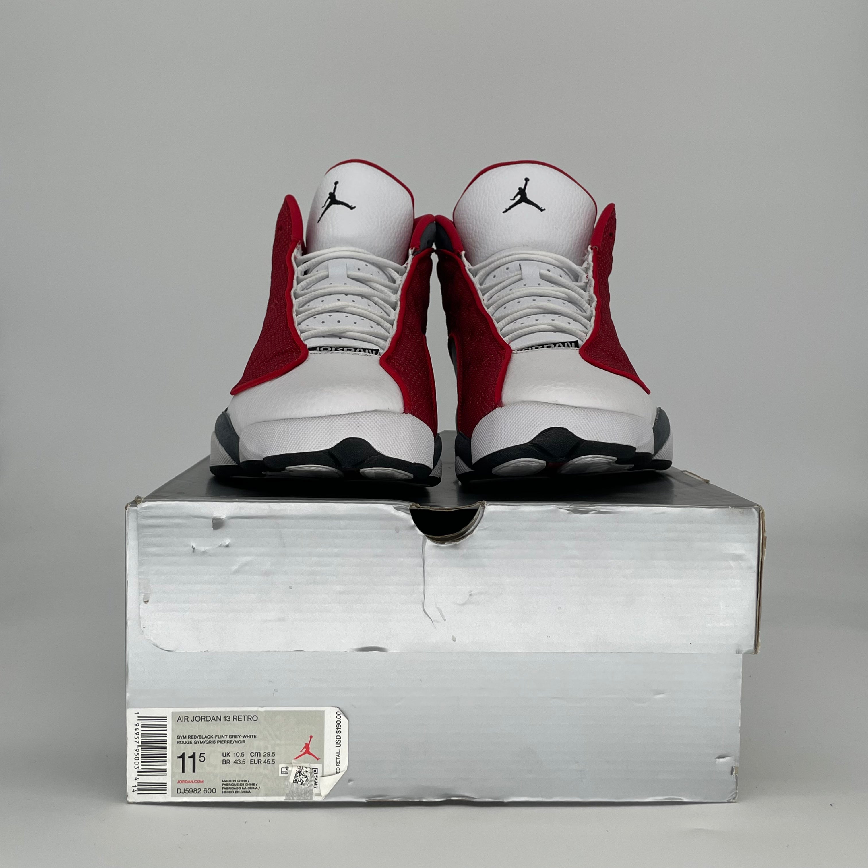 AIR JORDAN 13 GYM RED FLINT GREY DJ5982-600 SIZE 11.5/13W