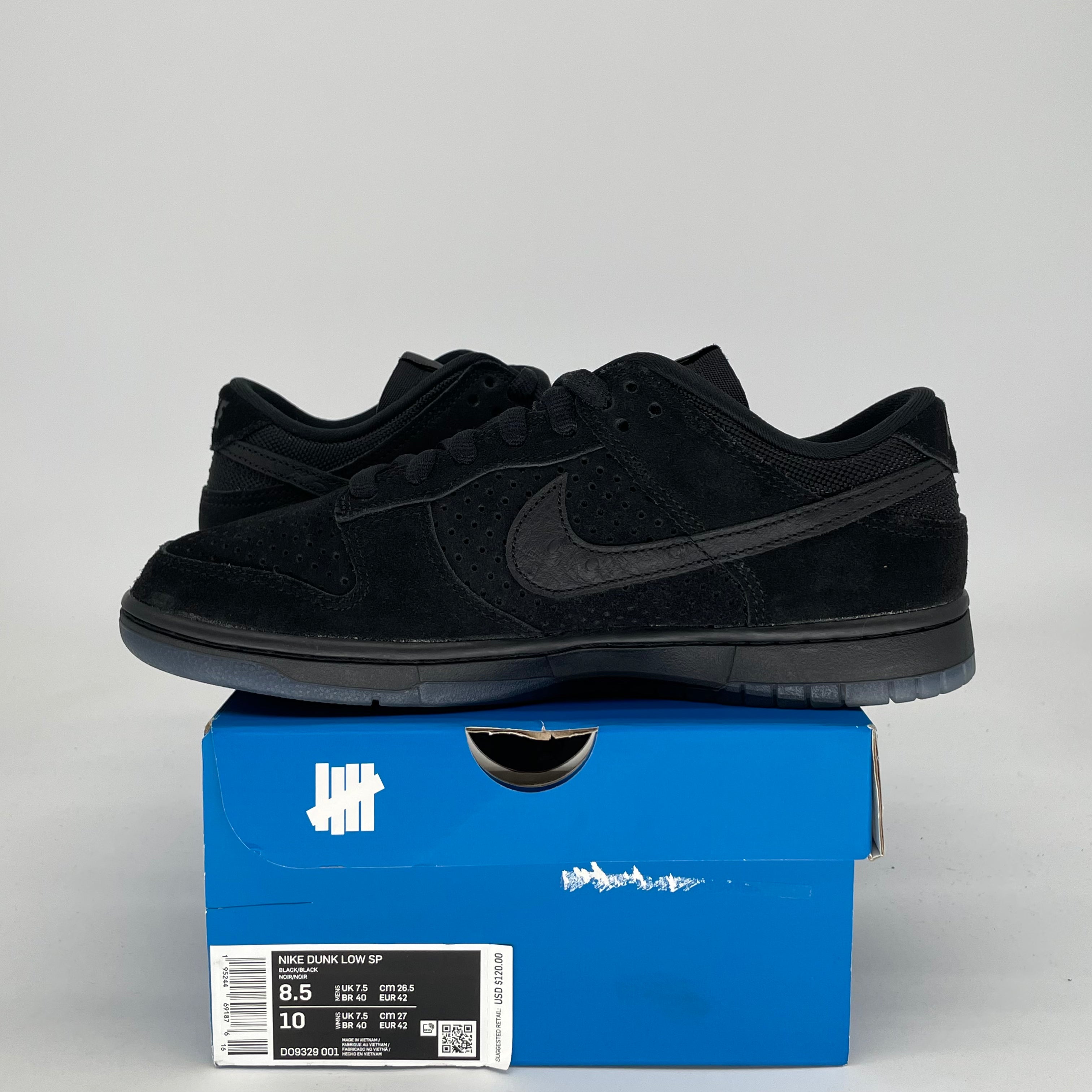NIKE DUNK LOW UNDEFEATED 5 ON IT BLACK DO9329-001 SIZE 8.5/10W