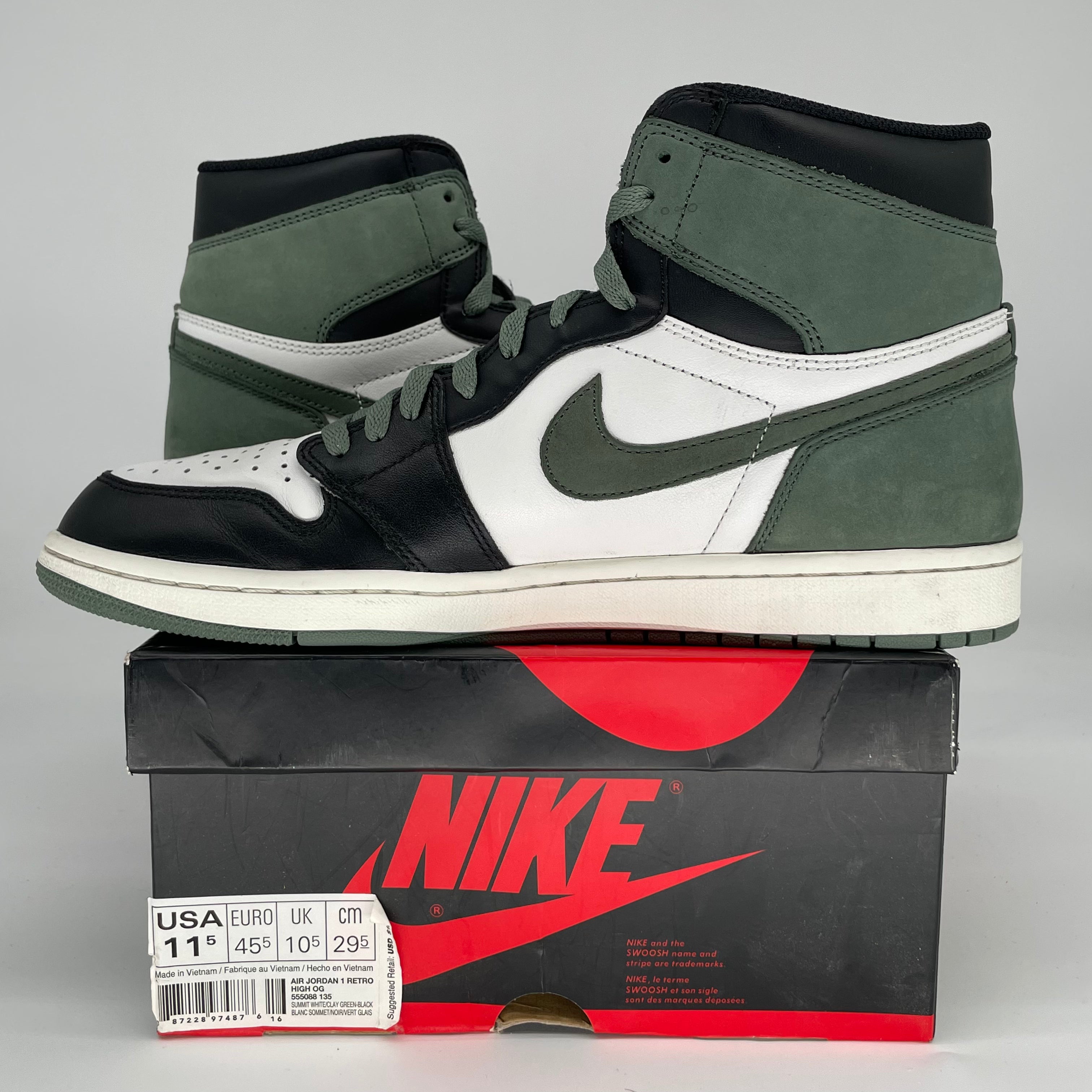 AIR JORDAN 1 CLAY GREEN 555088-135 SIZE 12/13.5W
