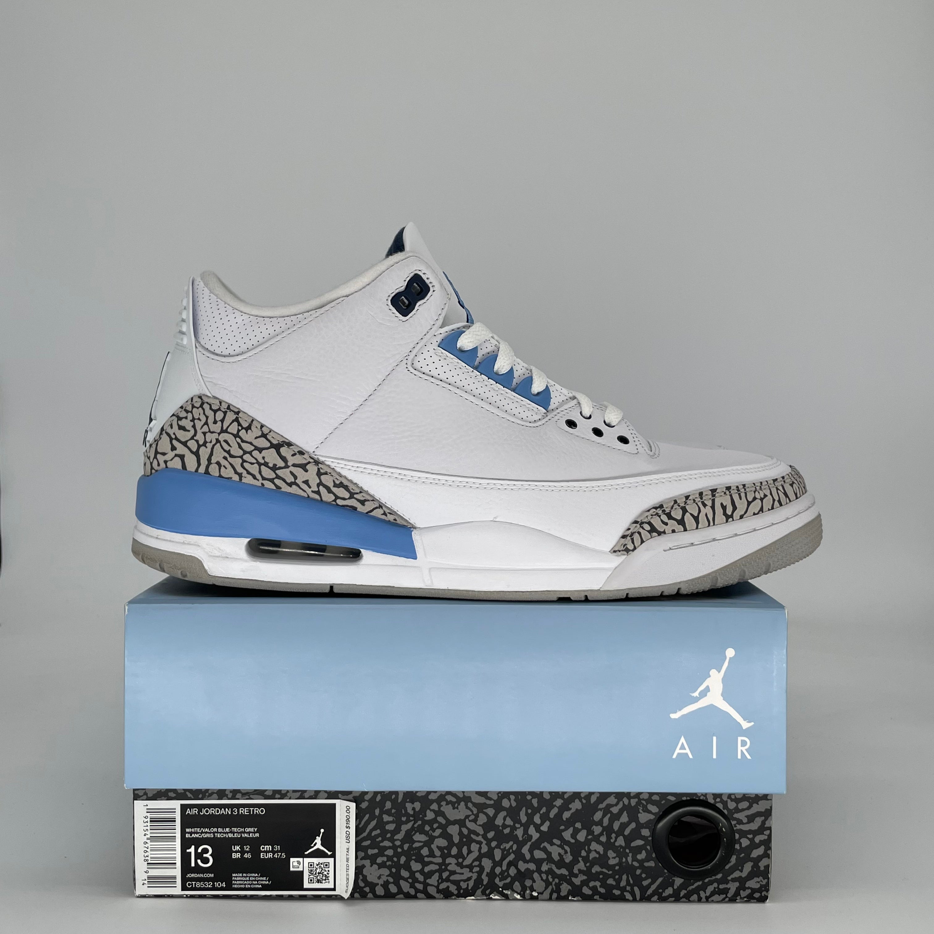 AIR JORDAN 3 UNC CT8532-104 SIZE 13/14.5W