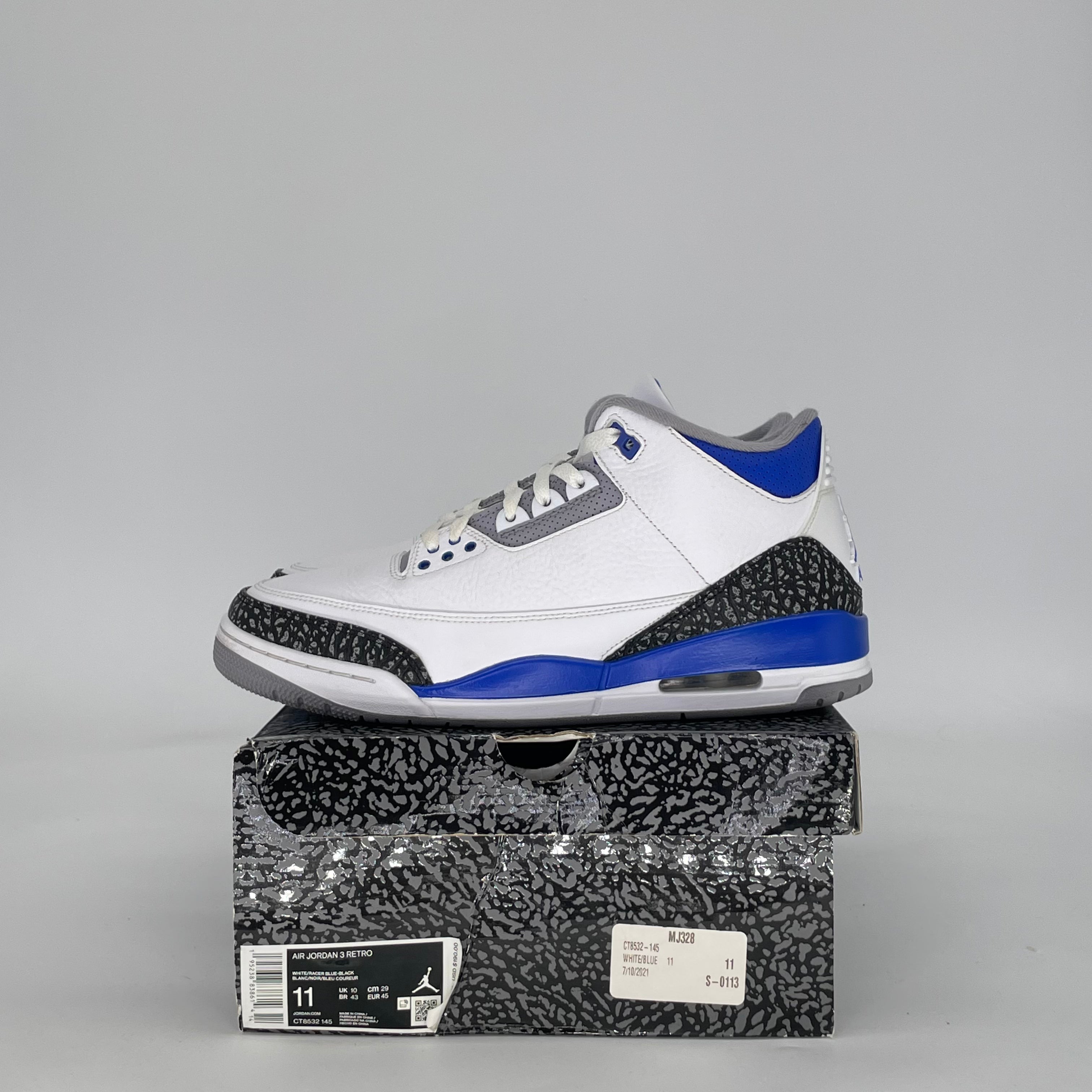 AIR JORDAN 3 RACER BLUE CT8532-145 SIZE 11/12.5W