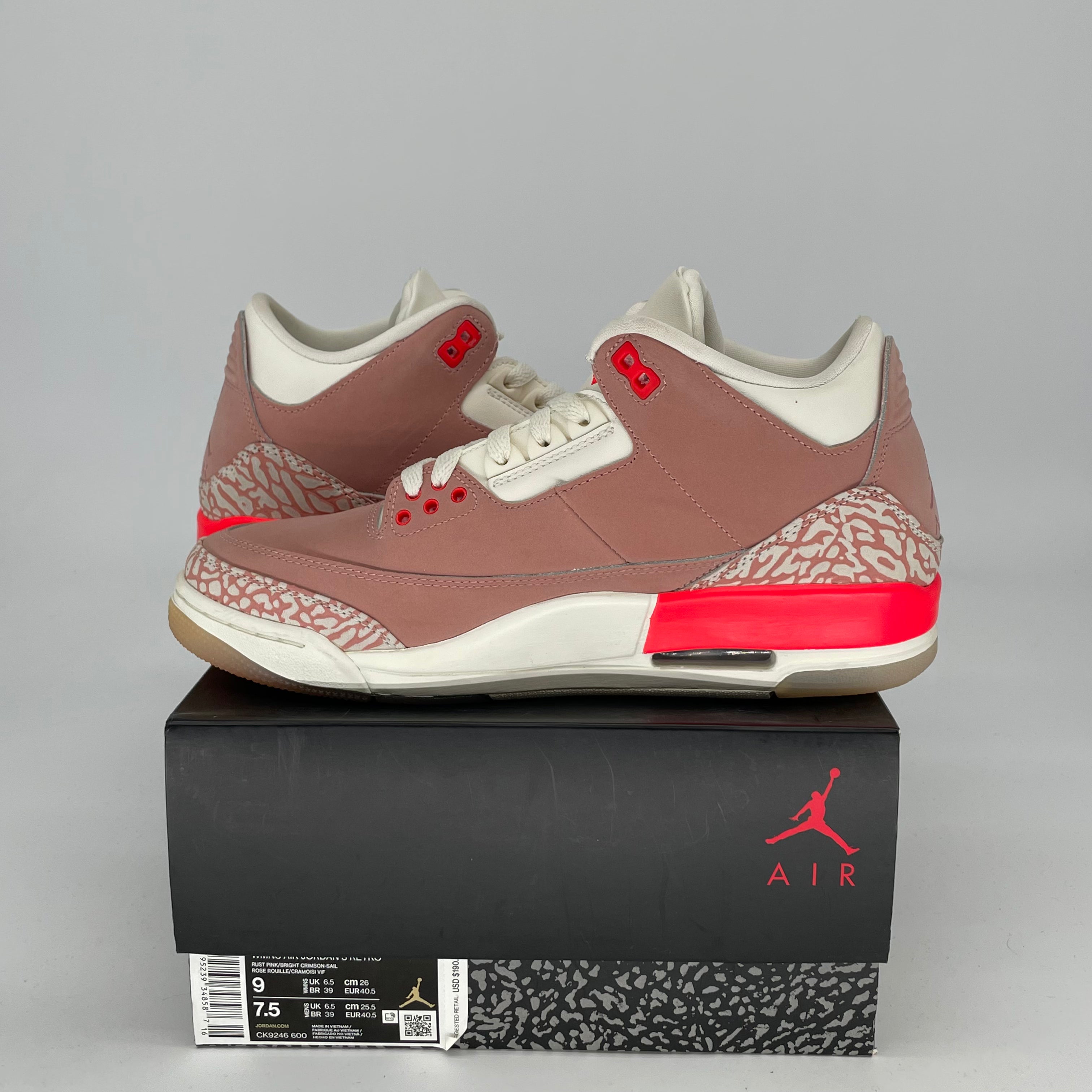 AIR JORDAN 3 RUST PINK W SIZE 7.5/9W CK9246-600