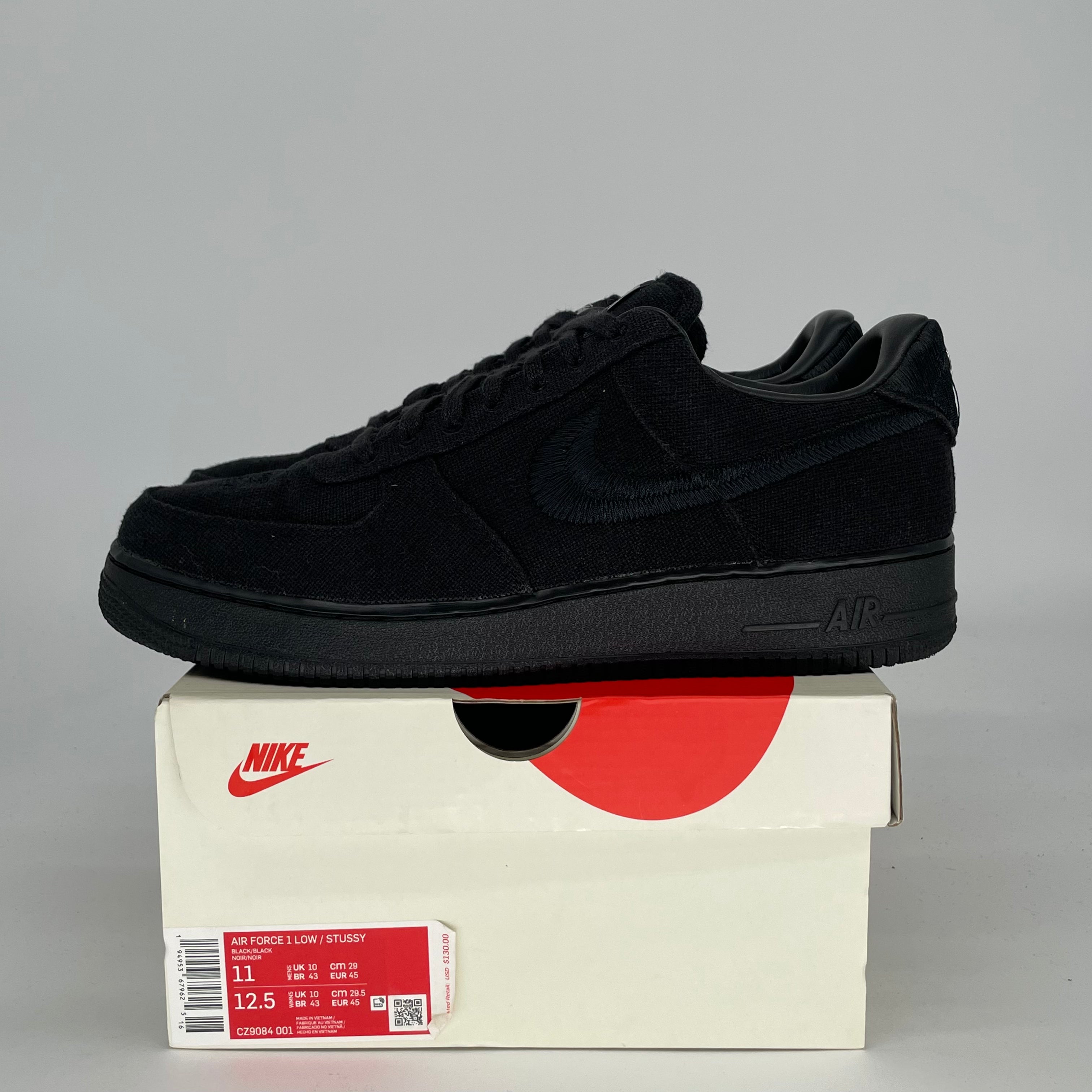 NIKE AIR FORCE 1 LOW X STUSSY BLACK CZ9084-001 SIZE 11/12.5W