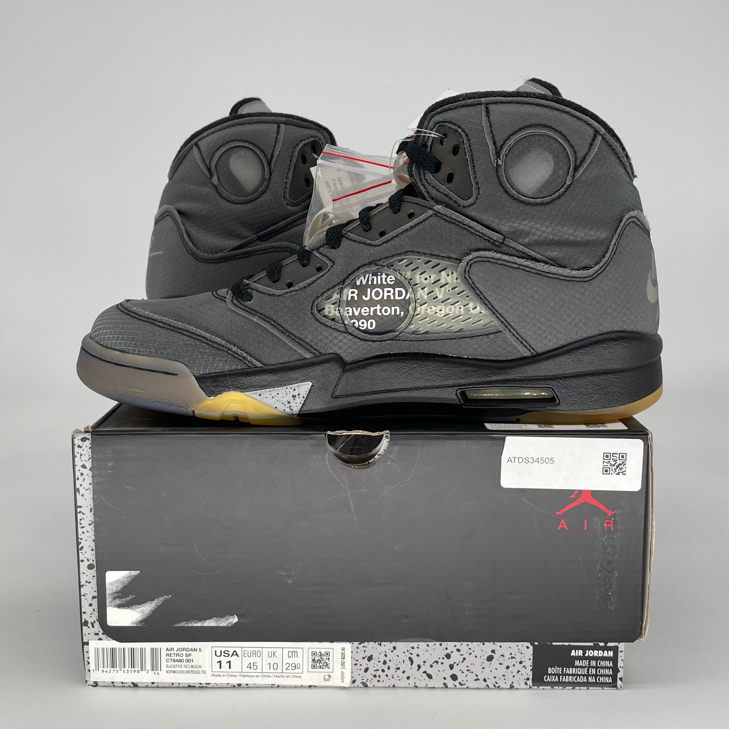 OFF WHITE X AIR JORDAN 5 MUSLIN CT8480-001 SIZE 11/12.5W