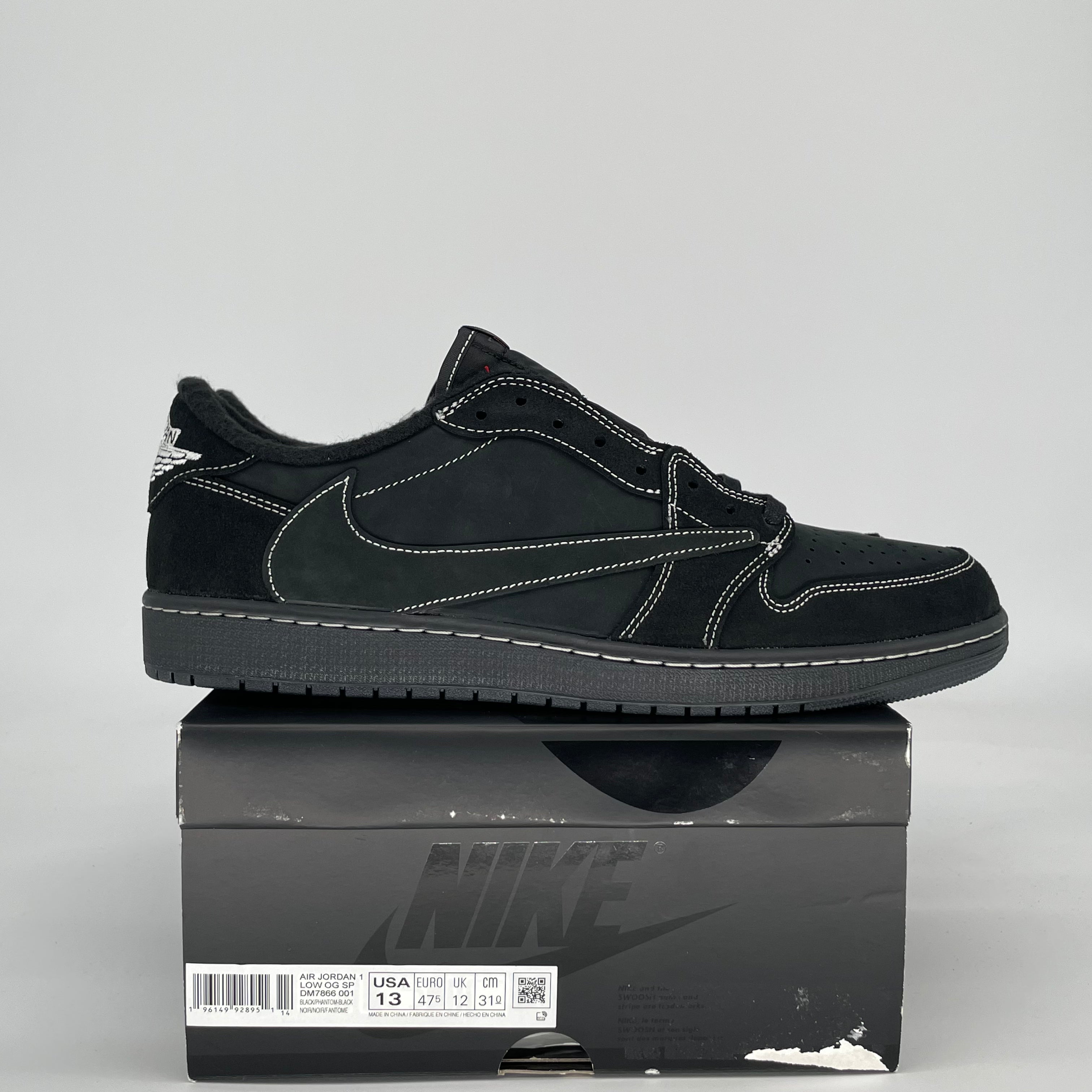 TRAVIS SCOTT X AIR JORDAN 1 LOW BLACK PHANTOM DM7866-001 SIZE 13/14.5W