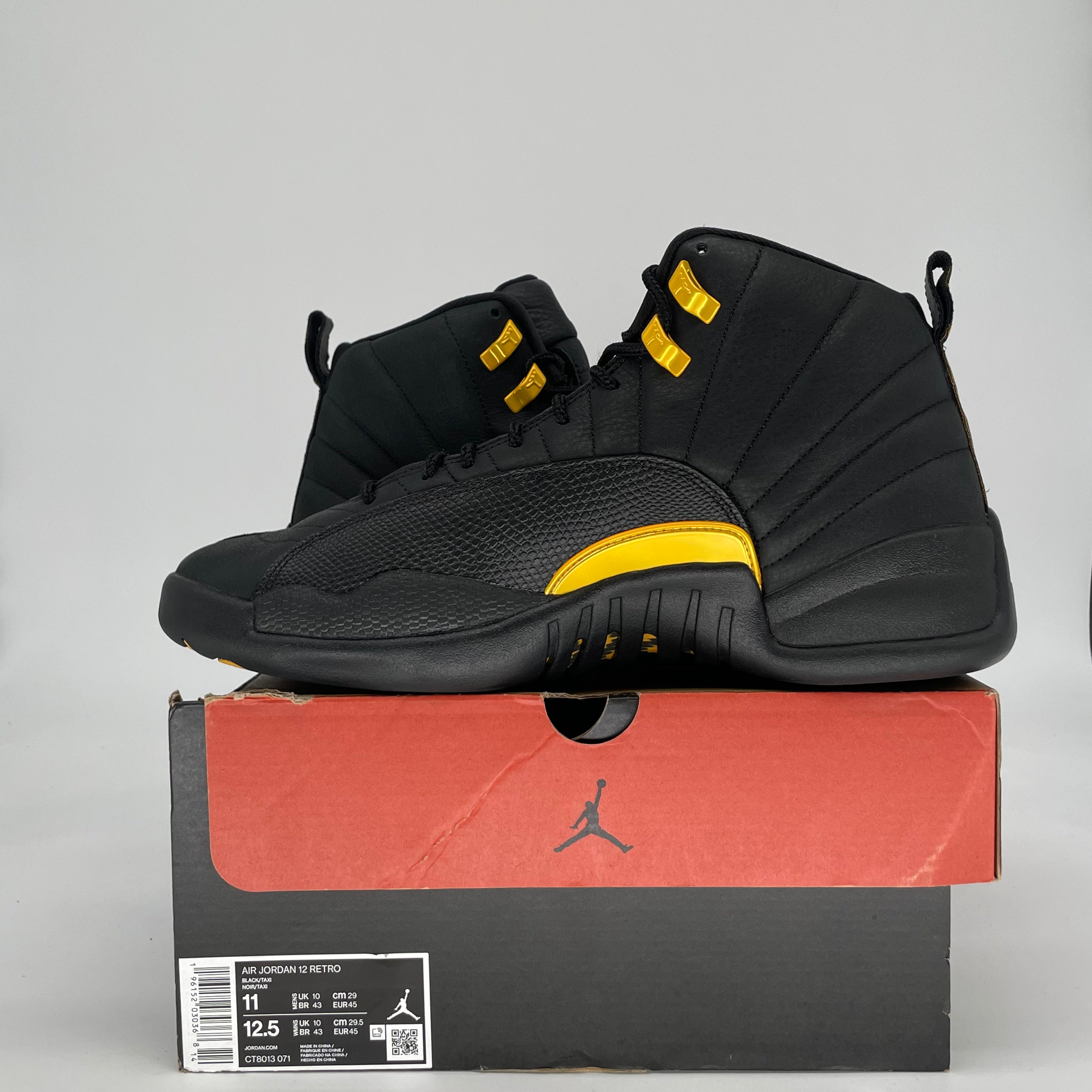 AIR JORDAN 12 BLACK TAXI CT8013-071 SIZE 11/12.5W